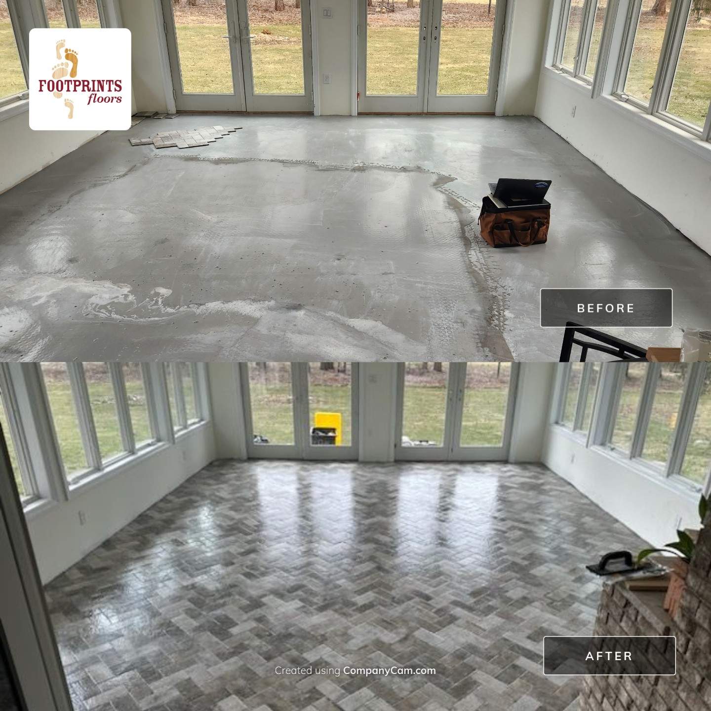 4 Seasons Room with Ditra Heated Floor using multi pattern Subway Tiles by Footprints Floors Morristown