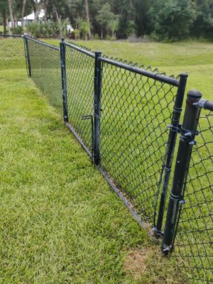 Black Vinyl-Coated Chain Link Gate Repair in North Port