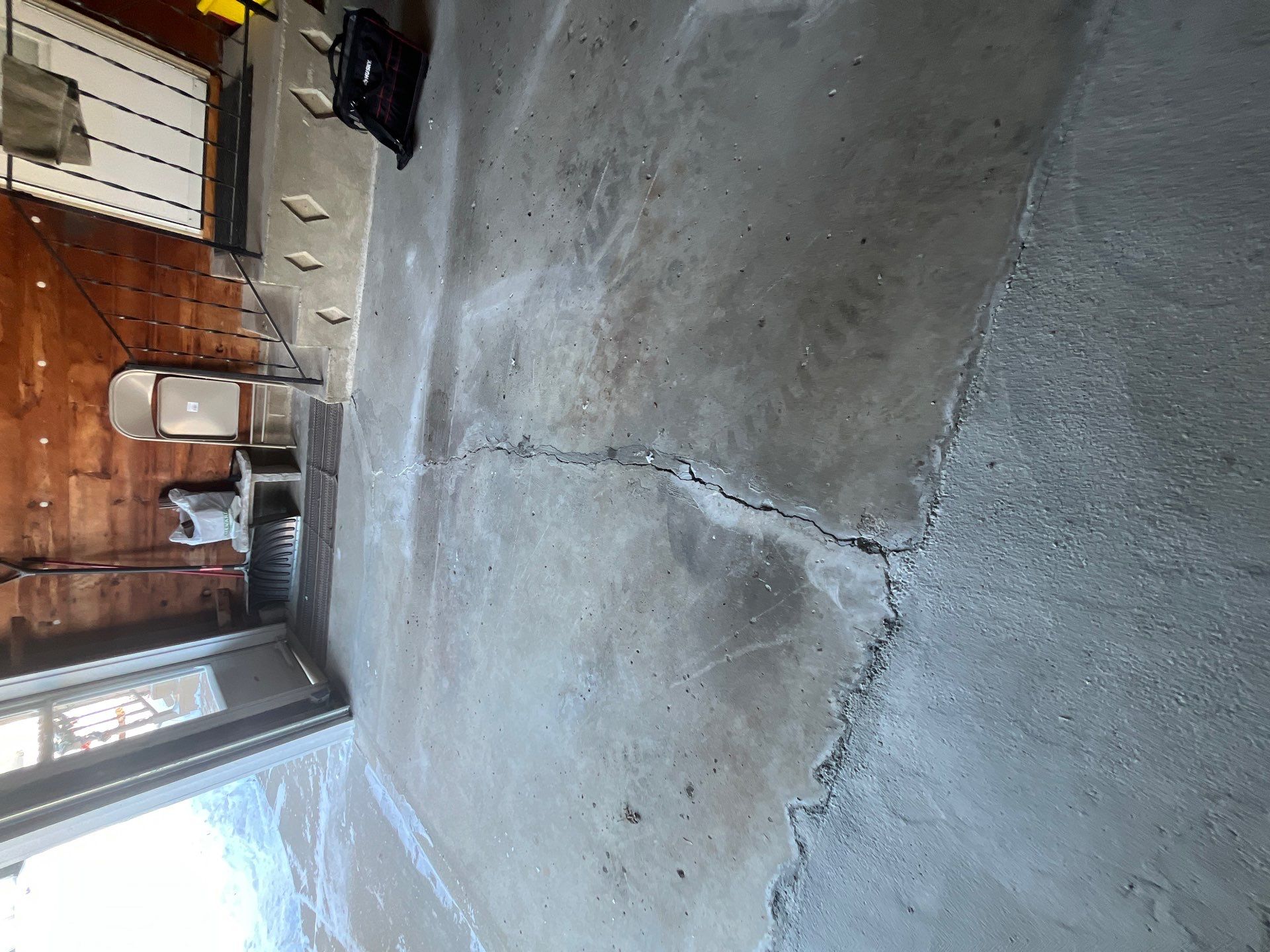 Multi-Colored Epoxy Garage Floor Coating and Concrete Stair Restoration by Select Painting, Coatings & Garage Cabinets