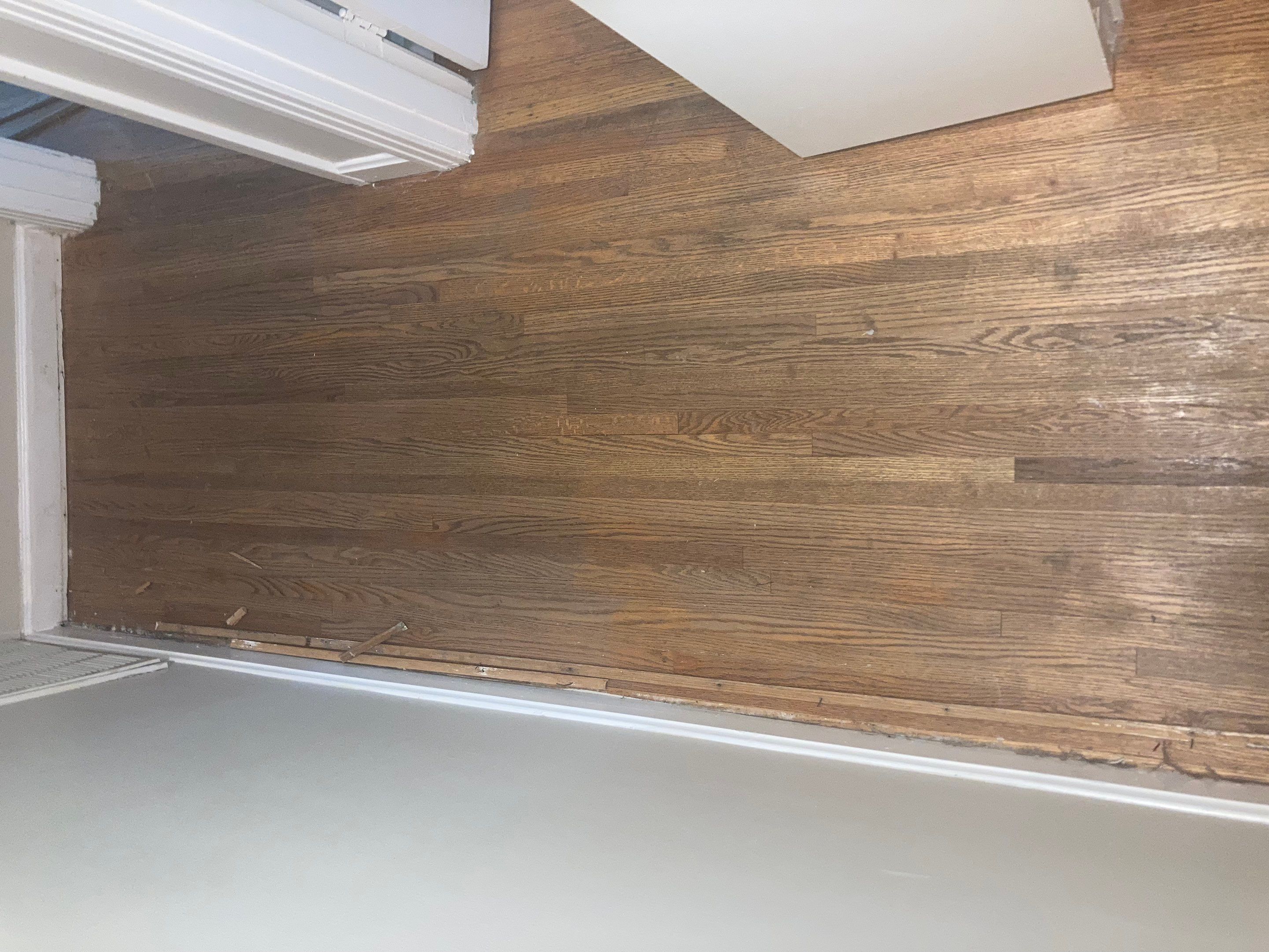 Red and White oak refinish with Duraseal Special Walnut Stain by Footprints Floors of Nashville