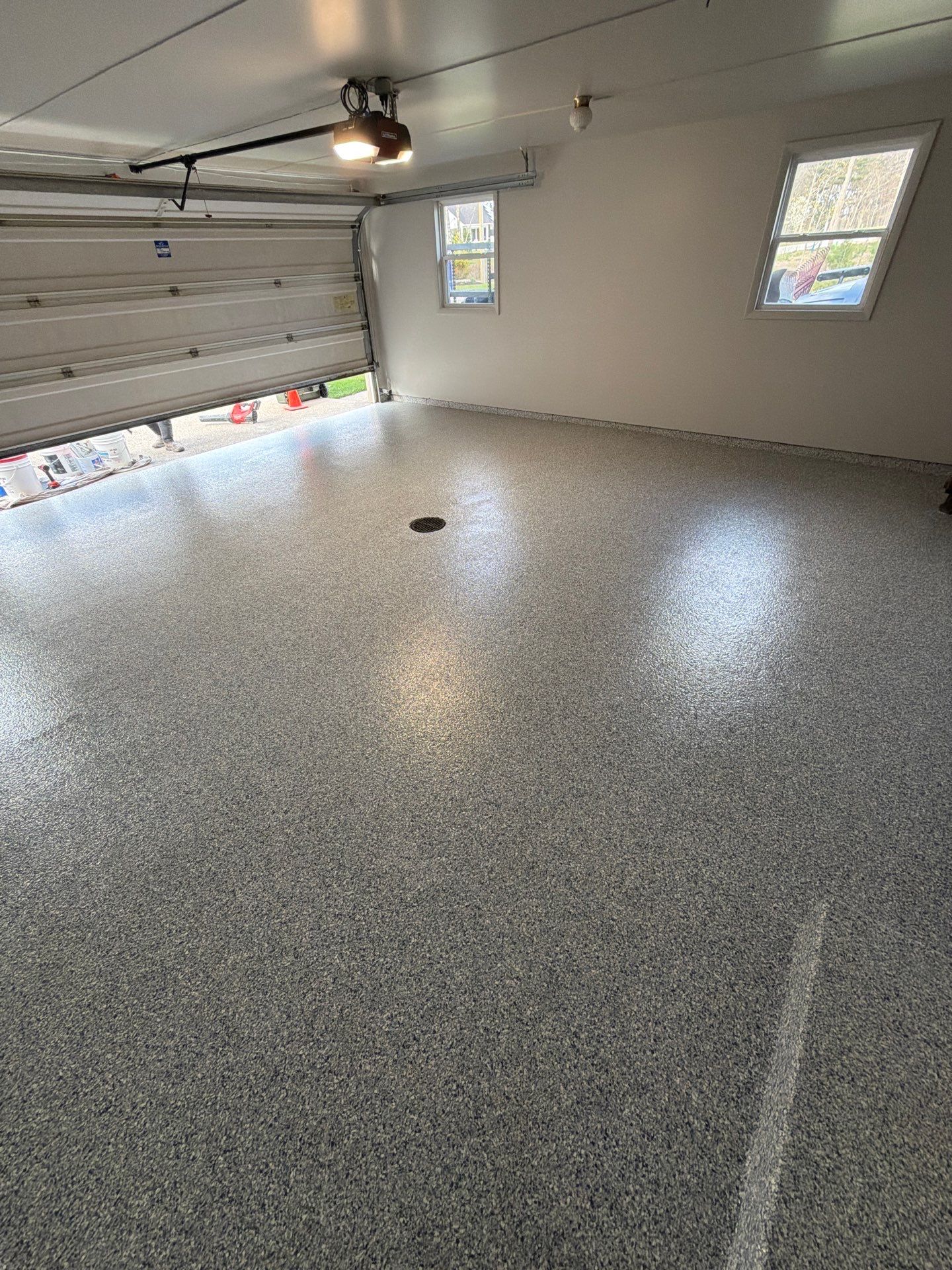 Muskegon Garage Interior Painting and Epoxy Flake Floor Installation by Gordon Painting