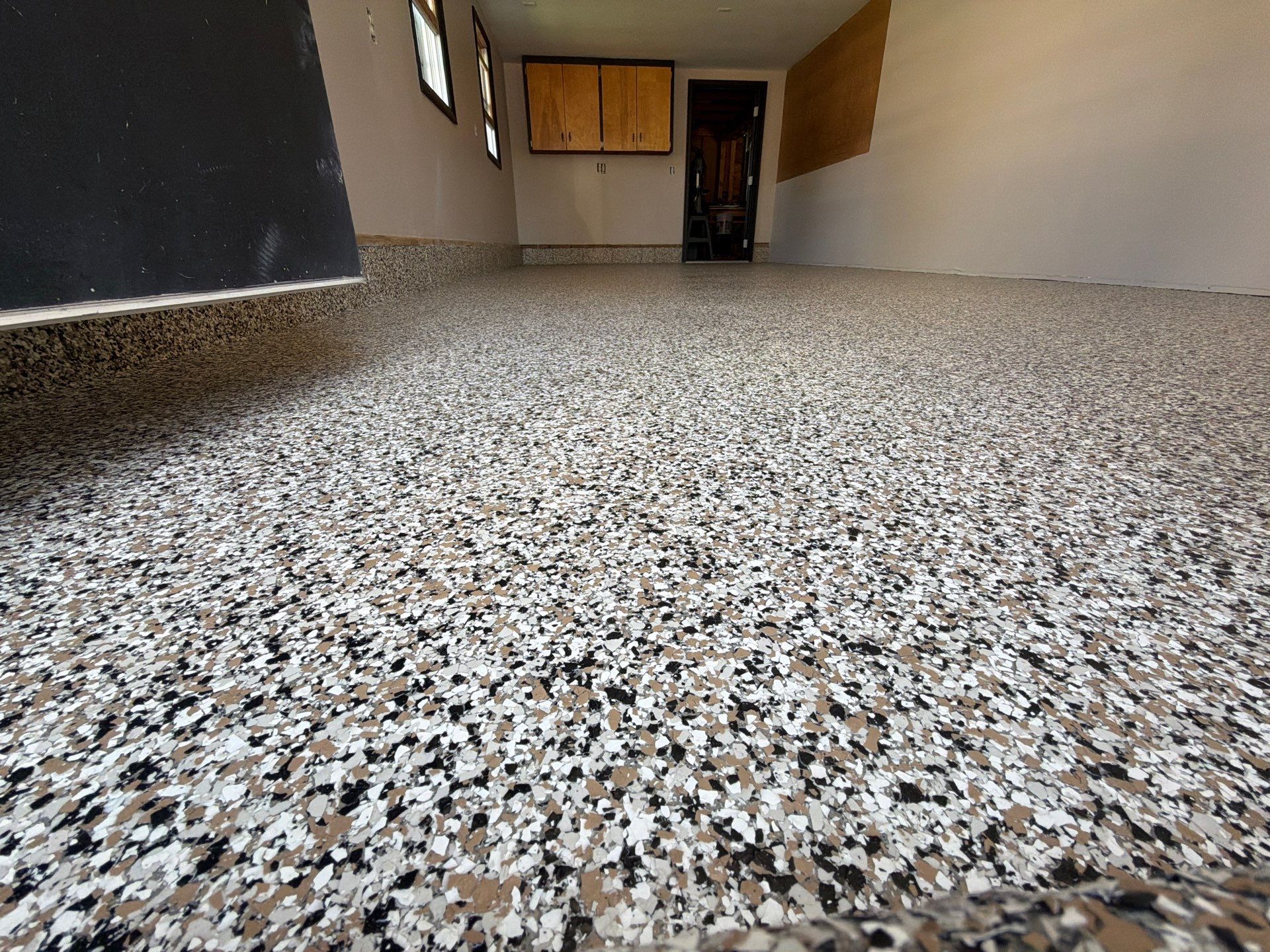 Epoxy Flake Garage Floor & Foundation Refresh – Seamless, Durable, and Clean Finish by Gordon Painting