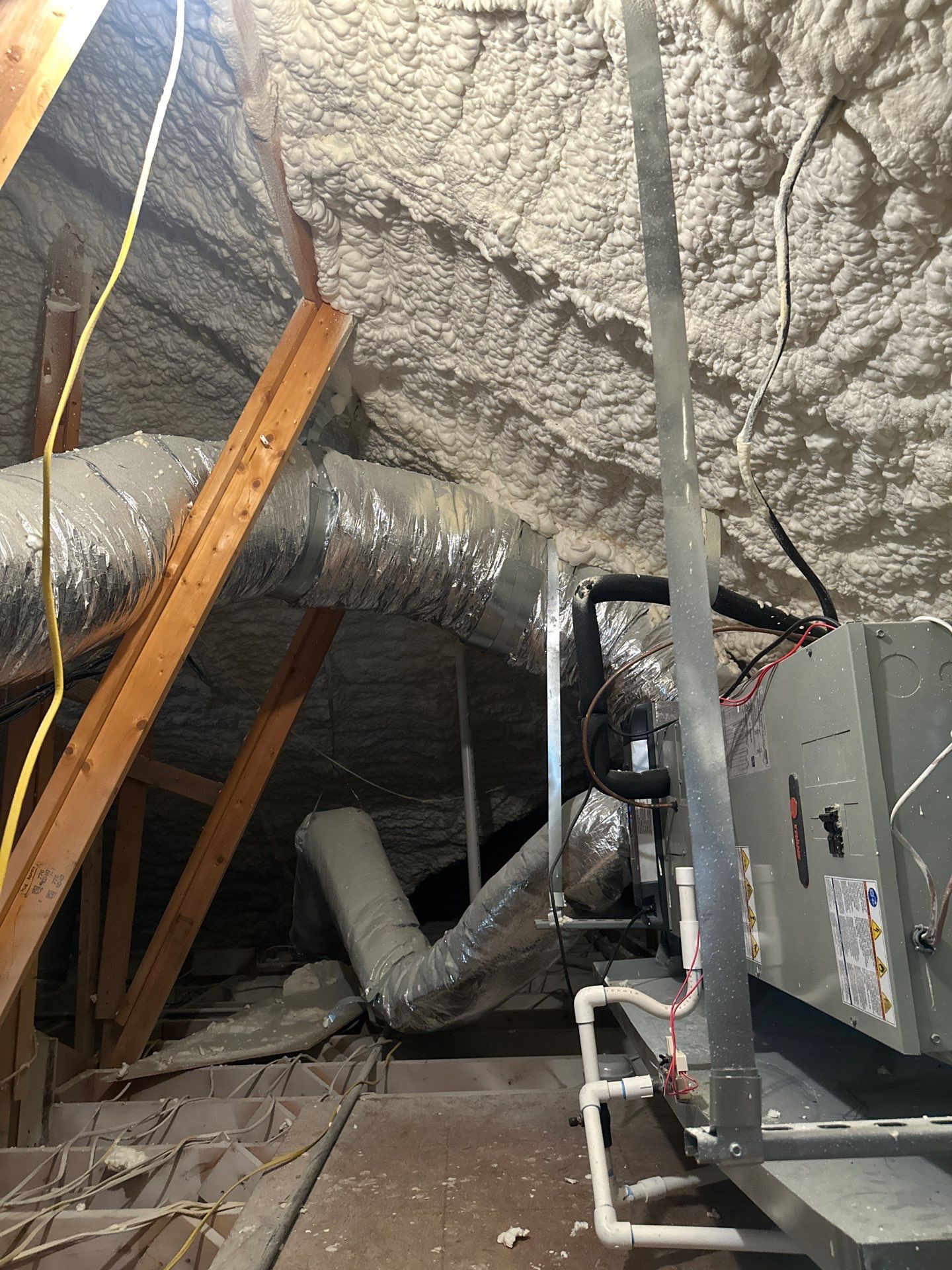 Spray foam insulation removal & re spray by Apex Insulation Solutions