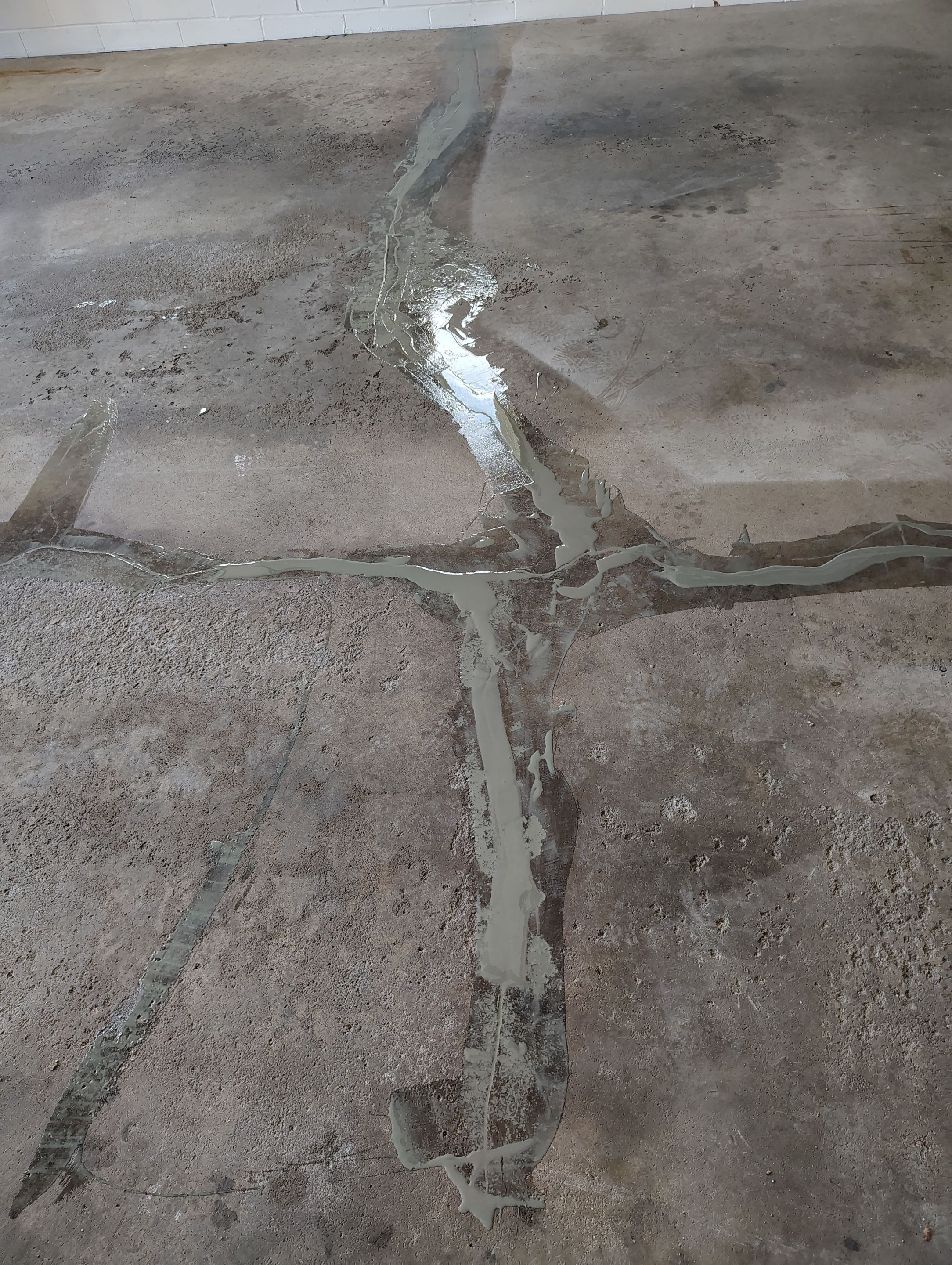 Multi-Colored Flake Epoxy Garage Floor Coating and Crack Repair by Select Painting, Coatings & Garage Cabinets