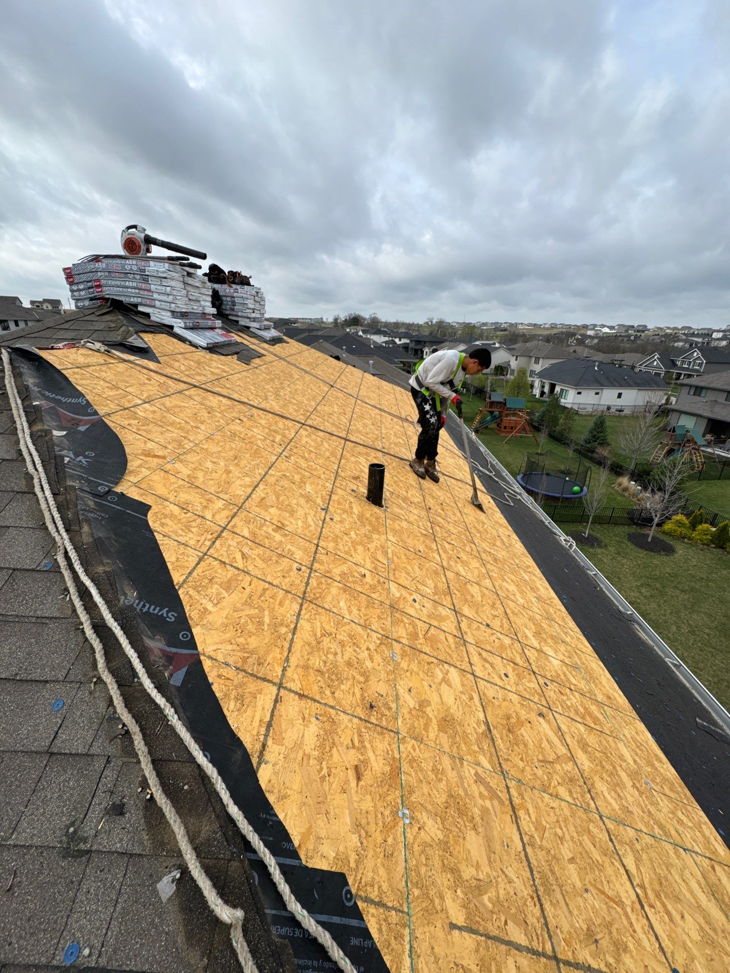 Residential Roof Restoration and Interior Ceiling Leak Repair in Omaha by Crows Roofing LLC