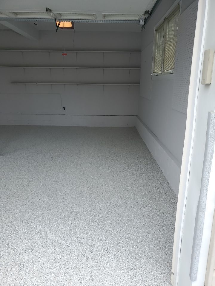 Garage Floor in Mt. Everest, Walls/Ceiling in White by Spectrum Painting, LLC