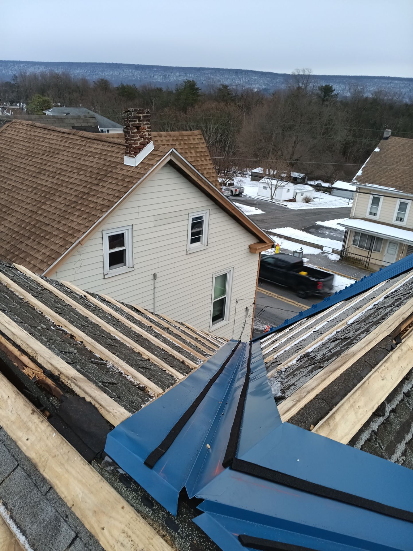 Gallery Blue ABM Panel Metal Roof Installation in Tower City by Esh Builders