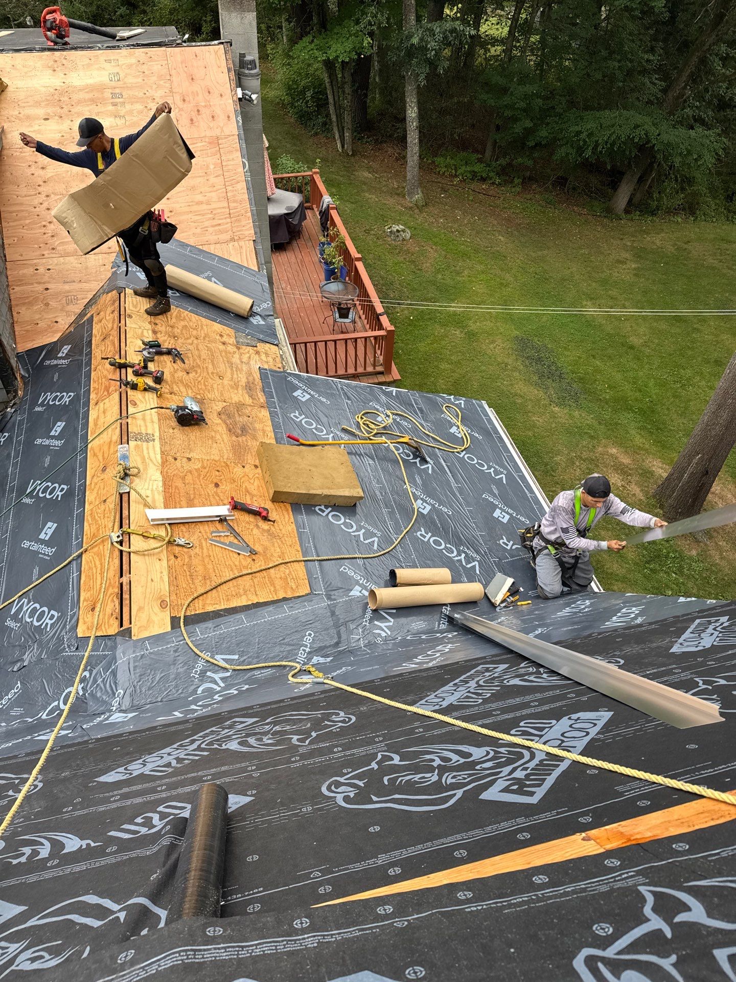 Roof Replacement & Dead Valley Repair in Kensington, NH | GAF Timberline Weathered Wood by Compass exteriors