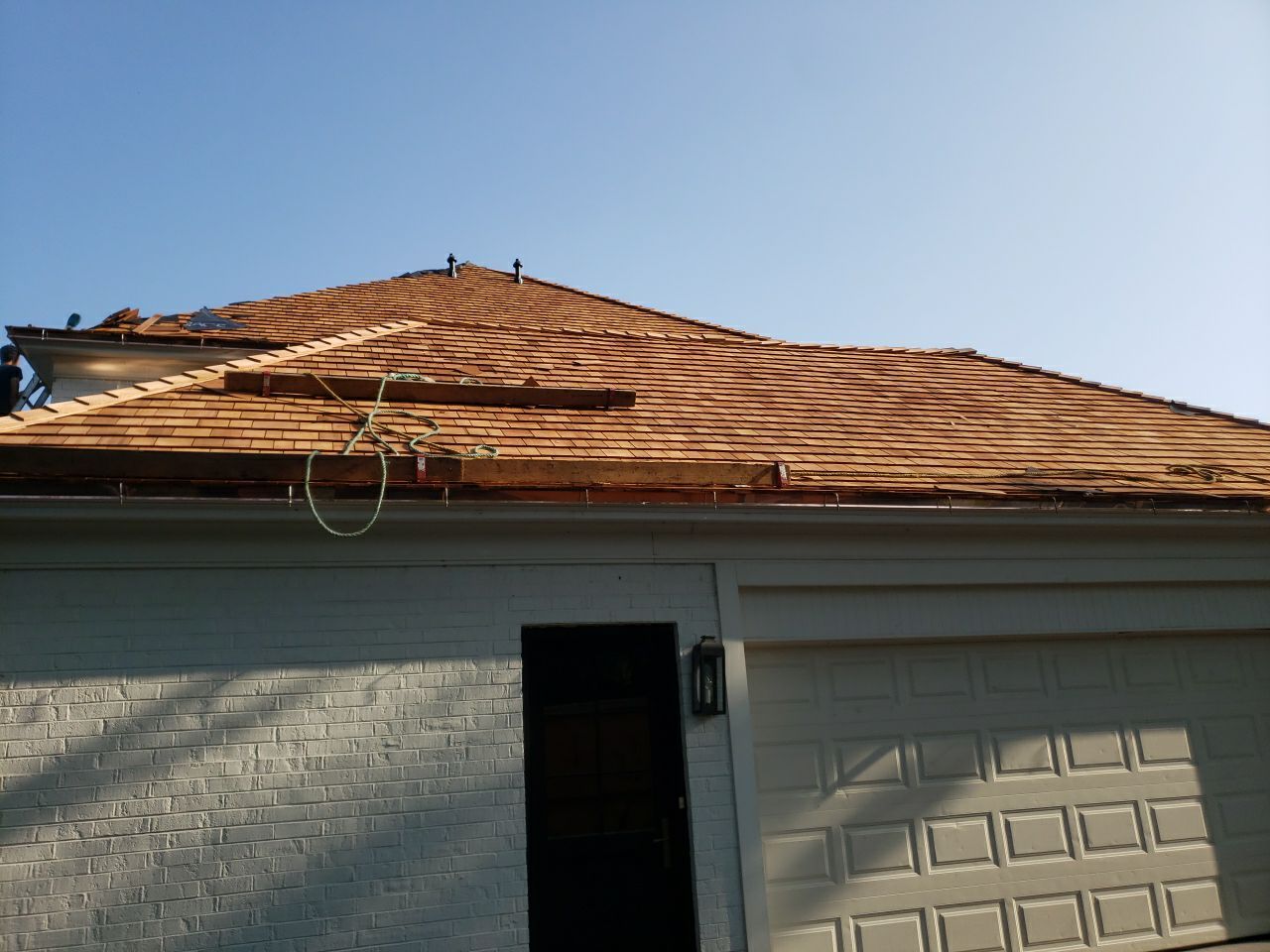 Cedar Shake Roof Replacement with Half Round Copper Gutter Installation  by Custom Installations, Inc.