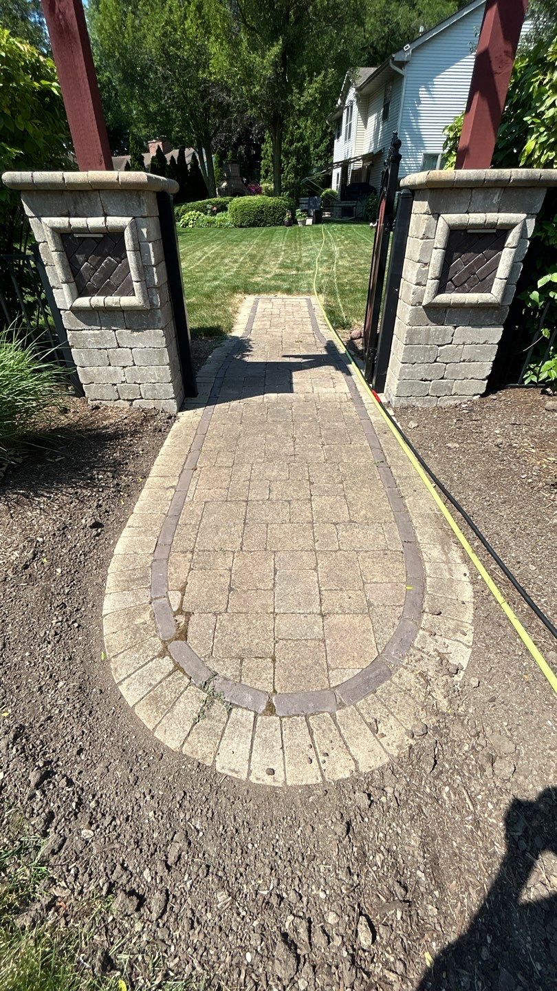 Brick paver clean, sand and seal.  using Polysweep polymeric sand by Northern Power Washing LLC.