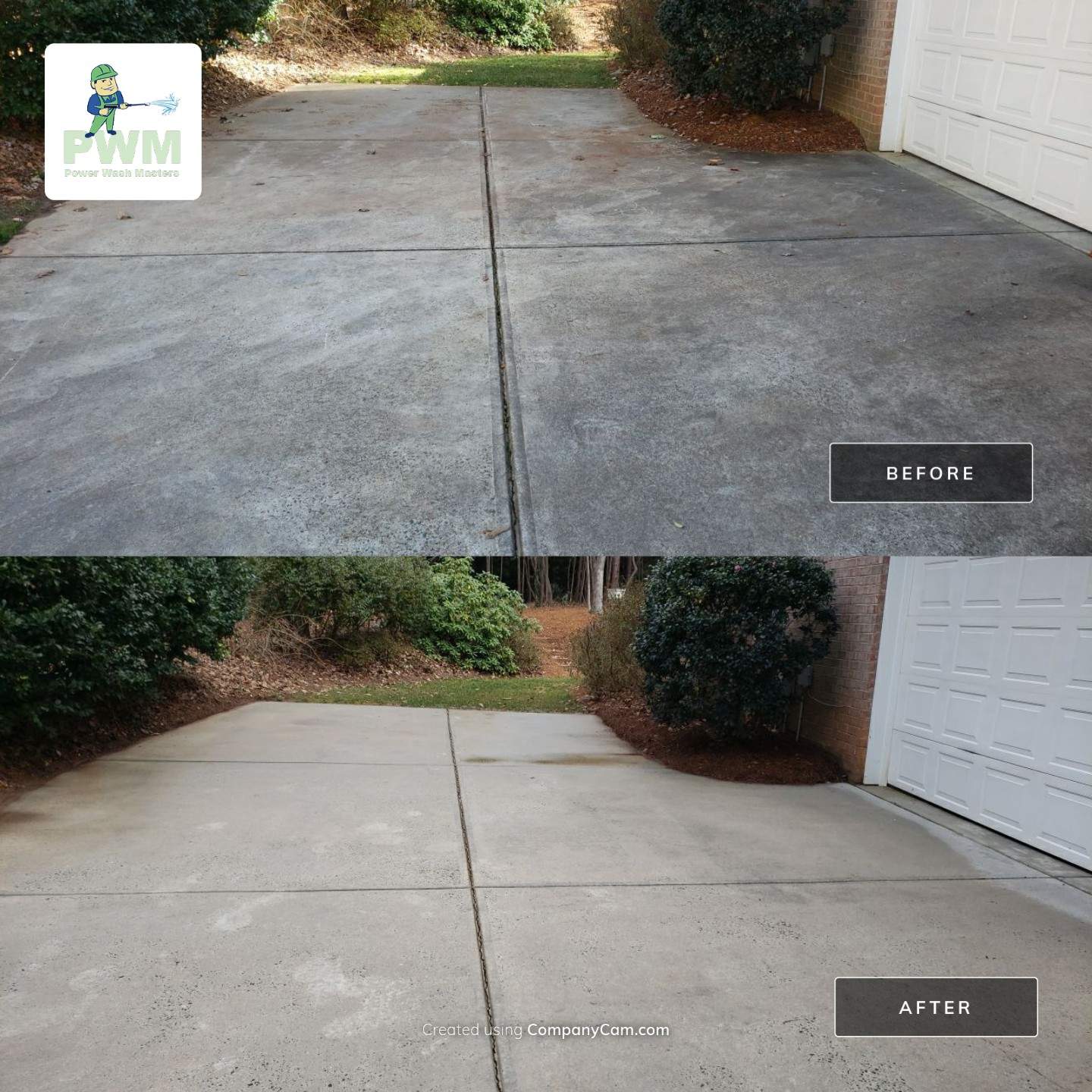 Driveway Clean using cleaner by Power Wash Masters LLC
