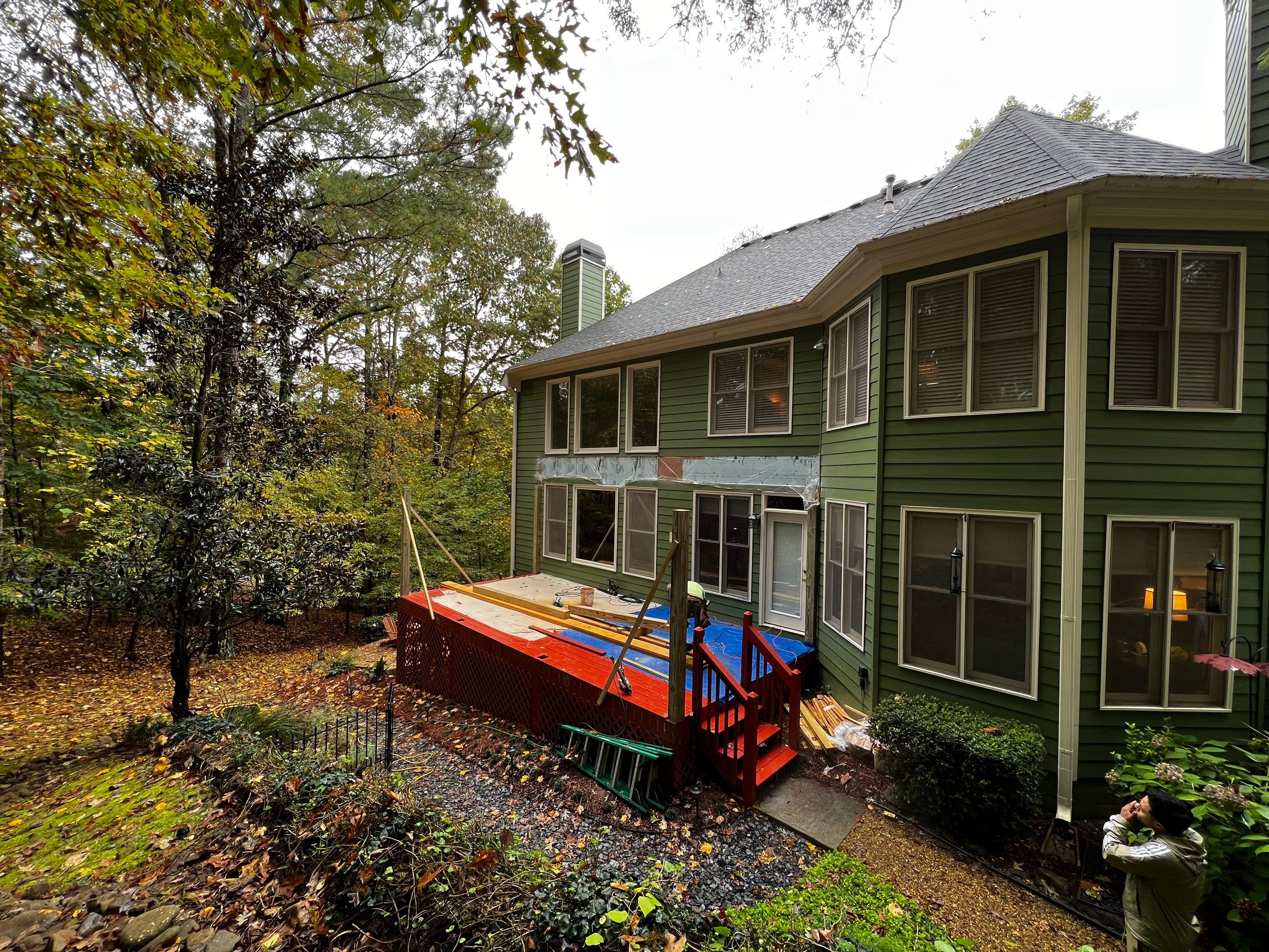 Custom Covered Porch and Wood Deck Addition in Canton by Swift Home Renovations 