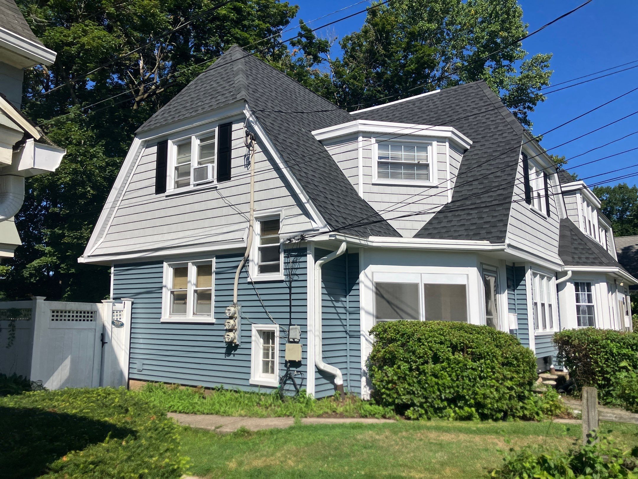 Siding using Cert. Monogram D/4 x 12'6" Clapboard, Wedgewood Blue and Cedar Impressions D/7 in Sterling Gray by DiGiorgi Roofing and Siding Inc
