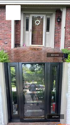 Black Entry Door with Sidelights and Modern Glass in Indianapolis