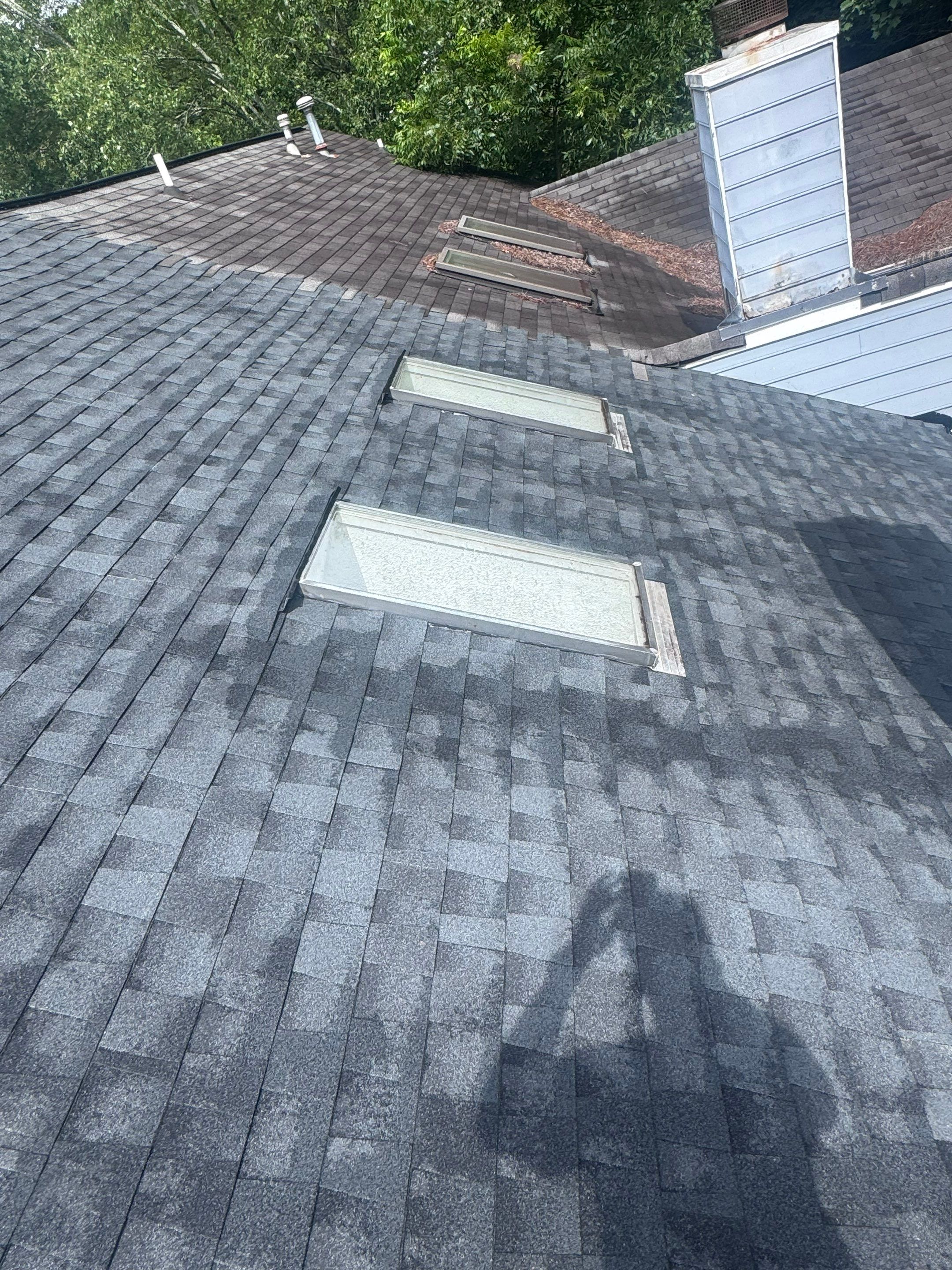 Architectural Shingle Roof Replacement with New Skylights in Woodstock by Mosaic Roofing Company