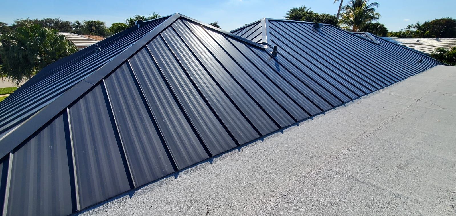Residential Roofing Installation using 1" Nail strip metal roof by BLUES BROTHERS ROOFING