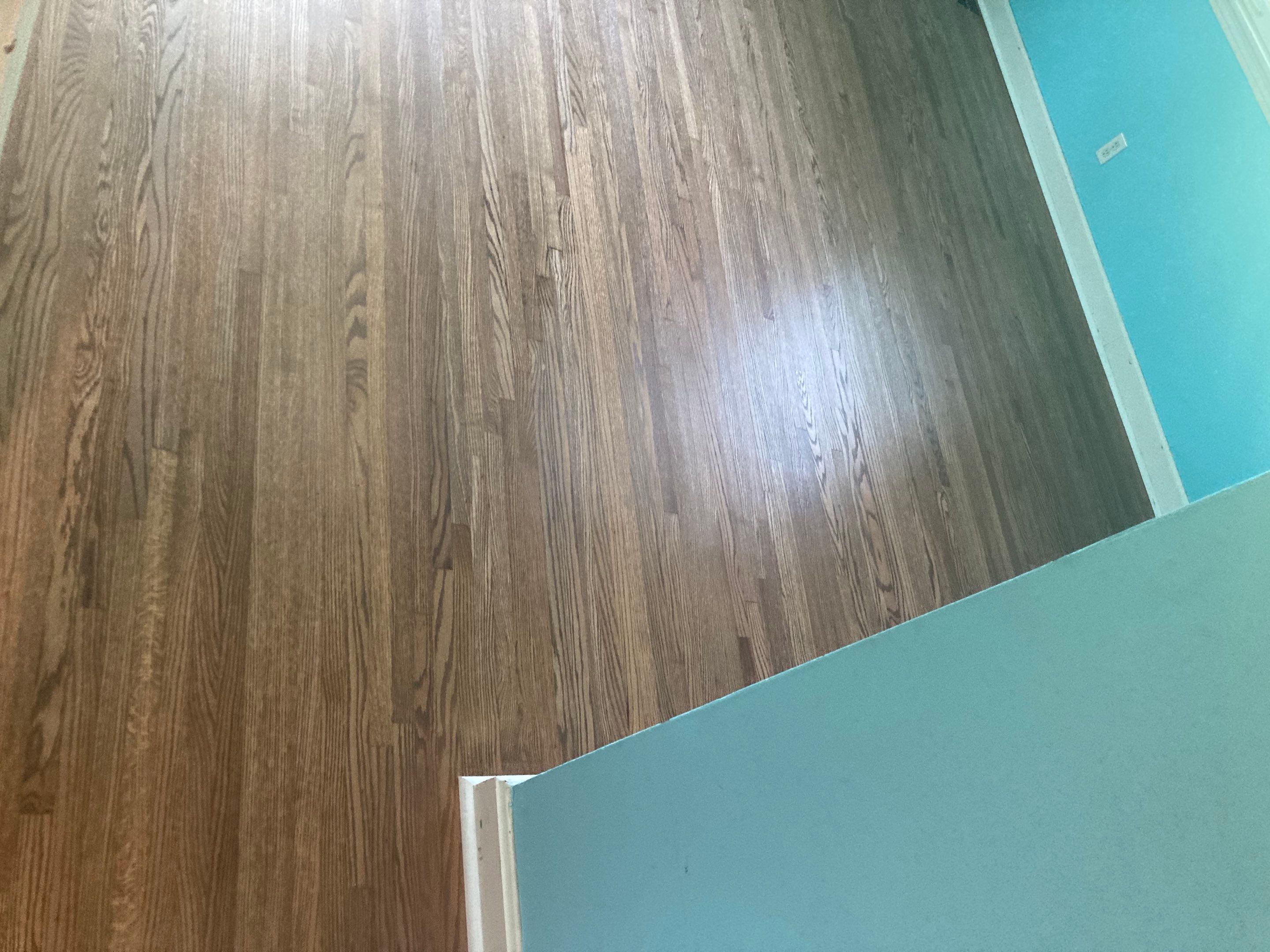 Red and White oak refinish with Duraseal Special Walnut Stain by Footprints Floors of Nashville