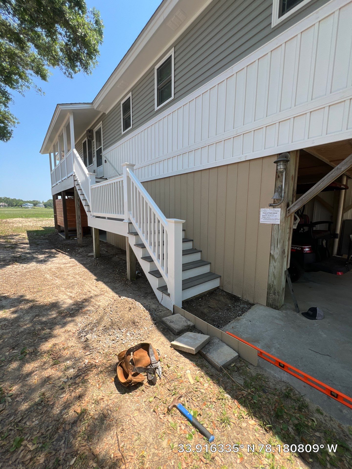Exterior Stair Repair and Sidewalk Installation in Oak Island, NC by RGR Construction and Roofing, LLC