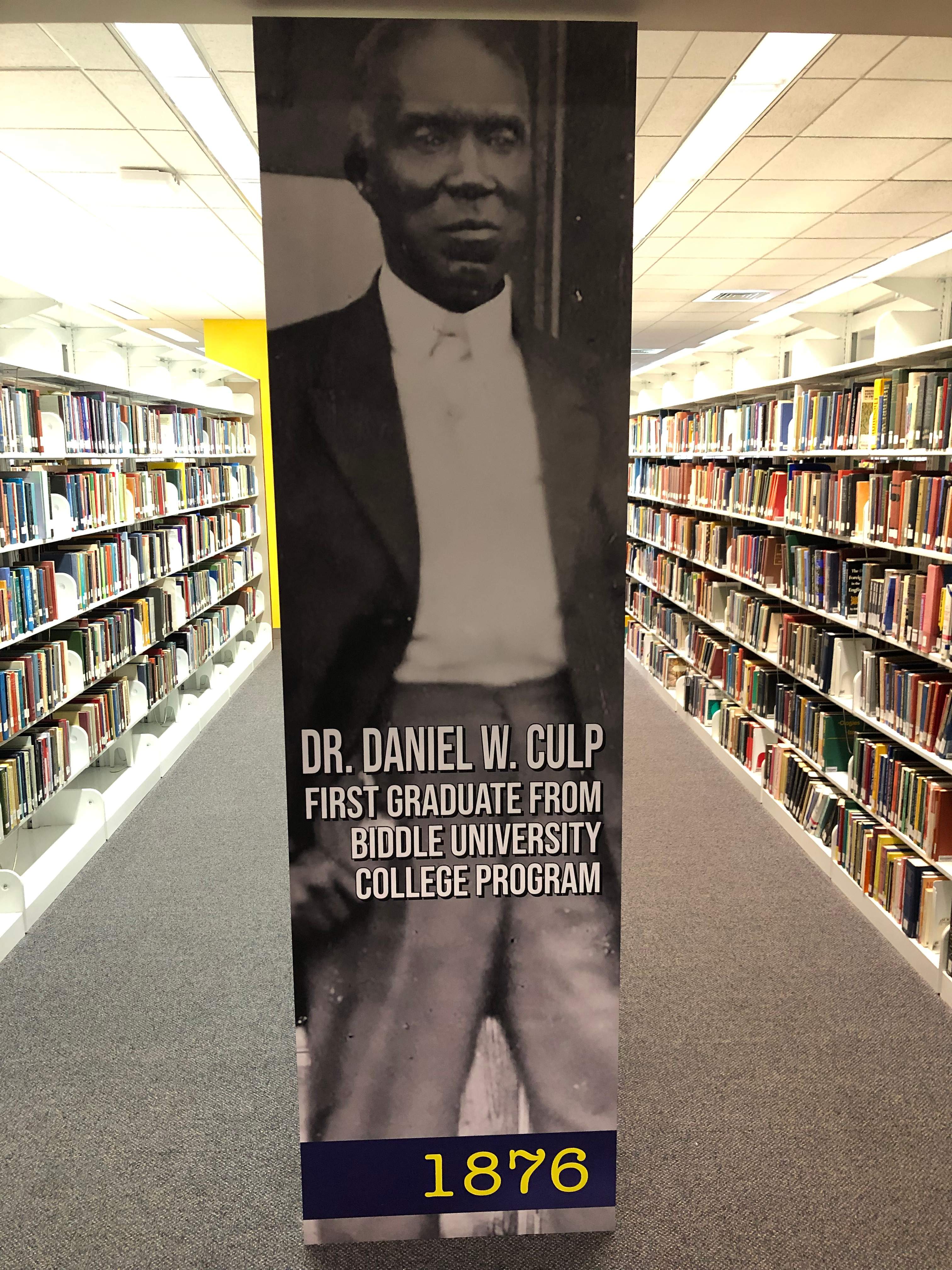 Johnson C. Smith University - Library Pillar Vinyl Wrap by QC Signs and Graphics