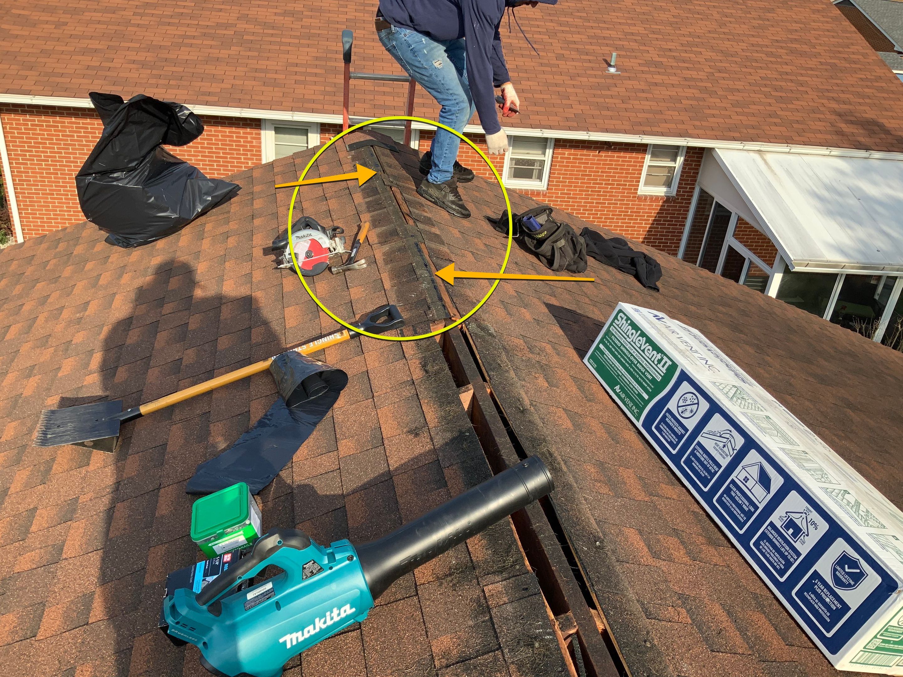 Residential Roofing Repair using Ridge Vent  by Alpha Design Services