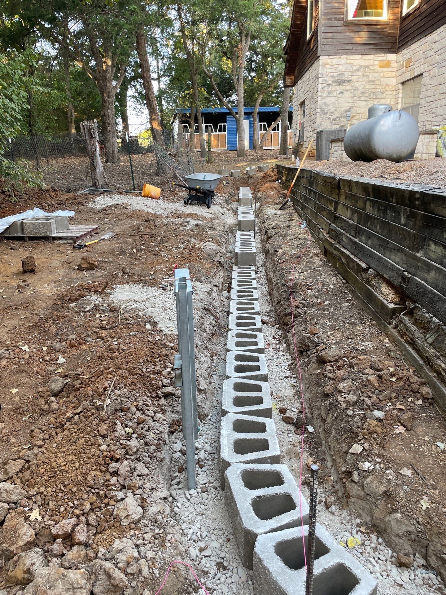 In Progress Retaining Wall Project by Peterson’s