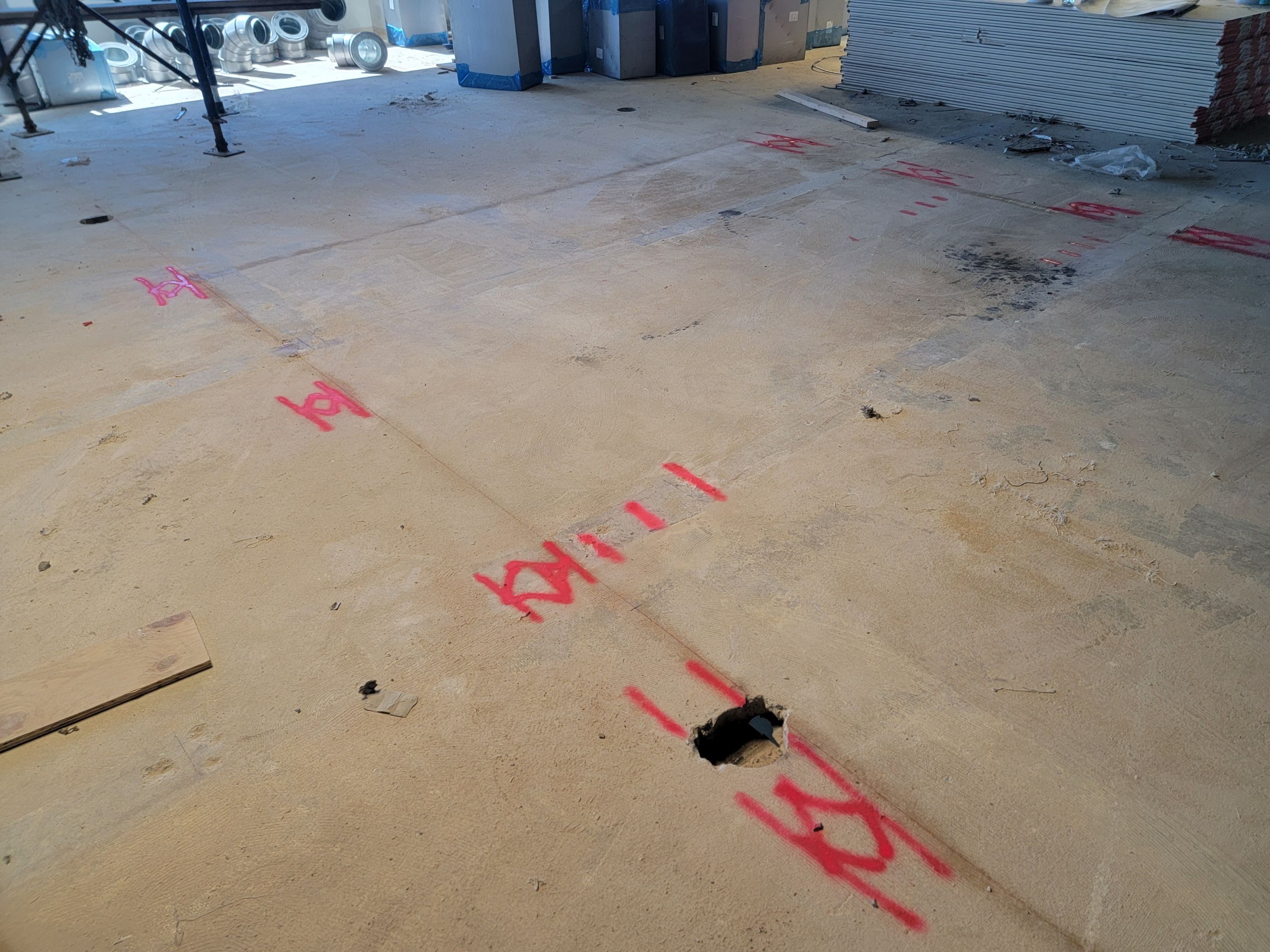 Opening up Elevated Floor for Stair Way install by Alsip Locating Service, LLC