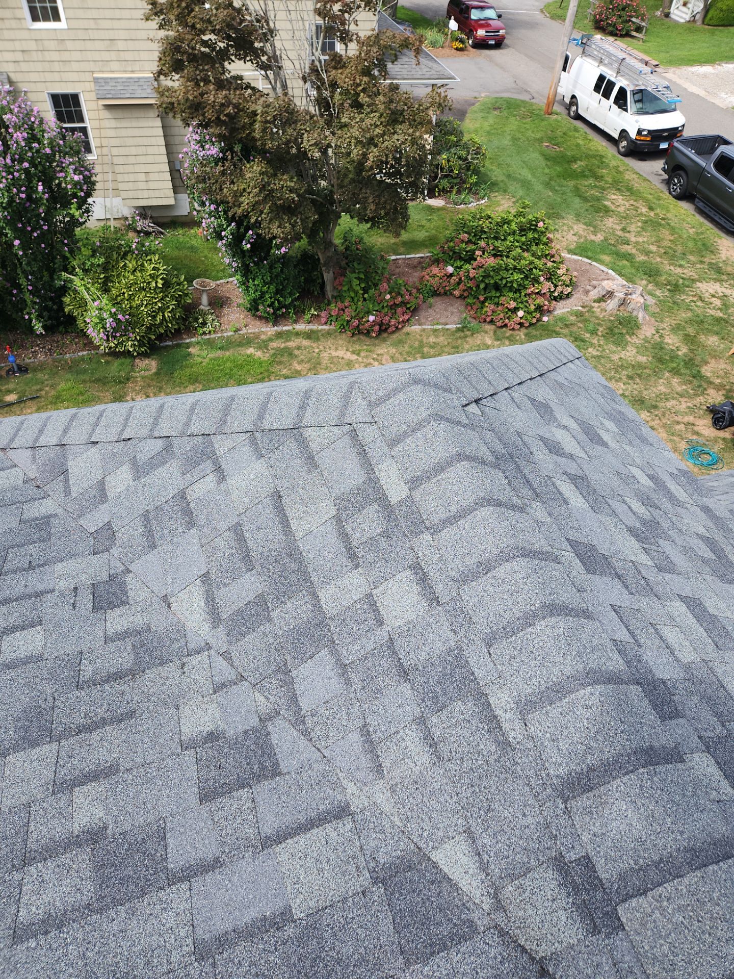 Residential Roofing Installation using Owens Corning TruDefinition Duration - Estate Gray & Flagstone Cedar Impressions by A Plus Exterior
