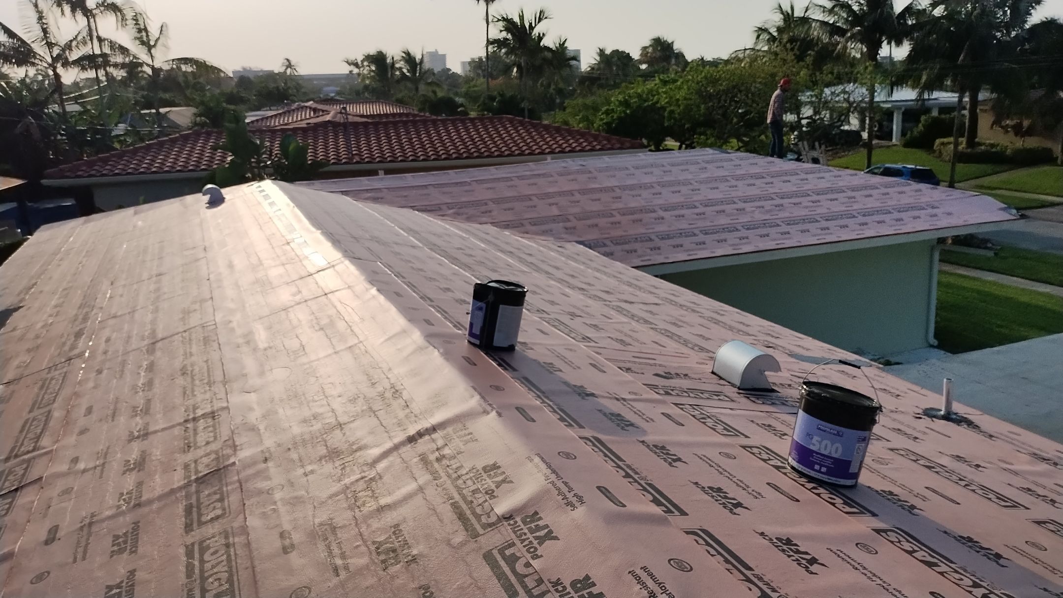 Residential Roofing Installation using 1" Nail strip metal roof by BLUES BROTHERS ROOFING