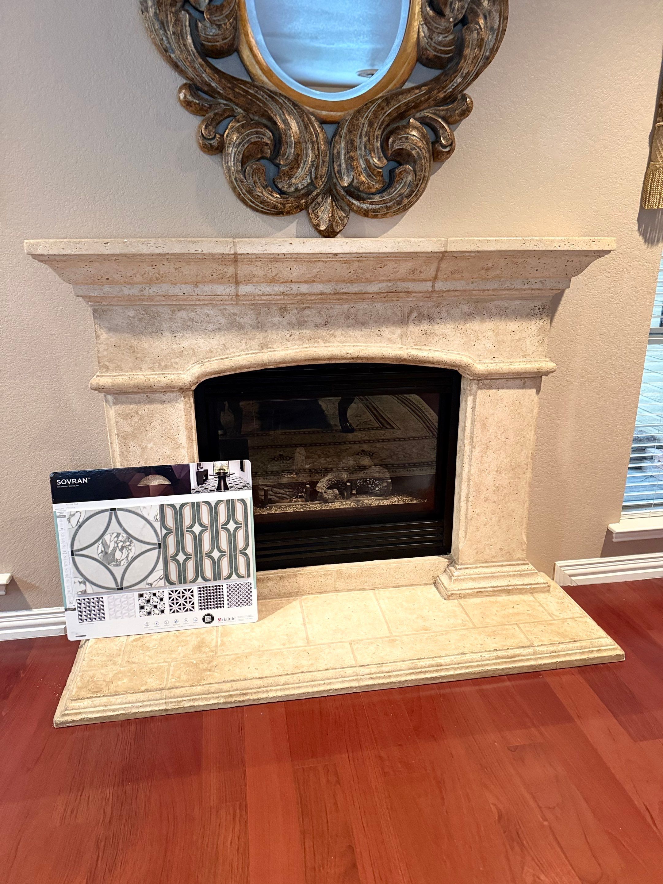 Interior Renovation with Dark Wood Floors and Geometric Fireplace Tile by Simmons Floors