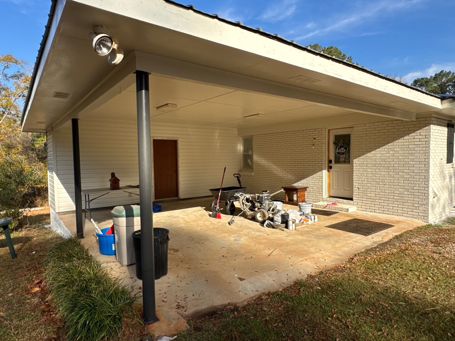 White Masonry Painting and Exterior Home Refresh in Covington by PGP Surface Solutions, LLC