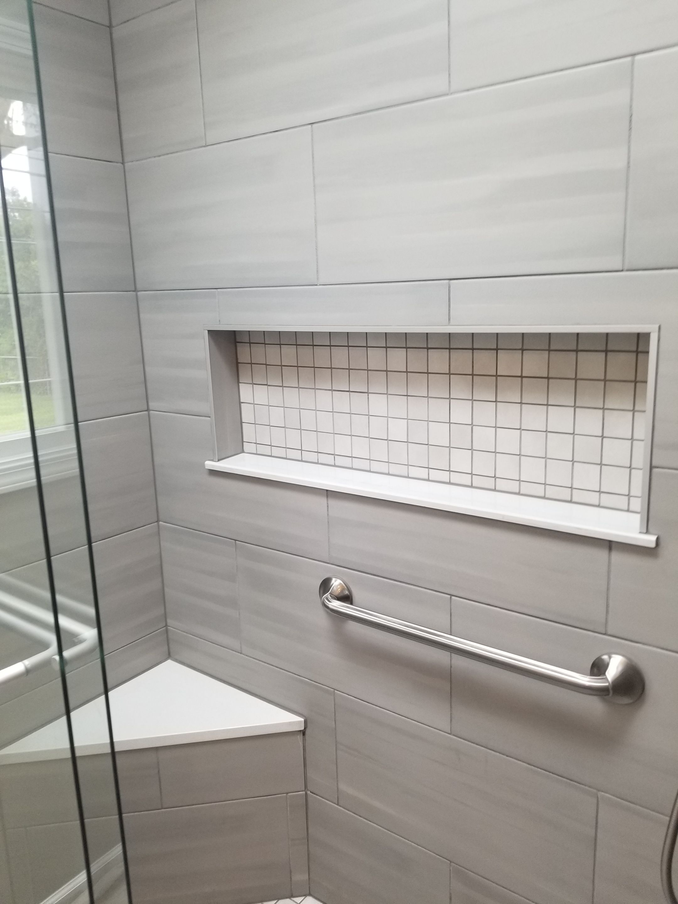Remodel full bathroom new tile walk in shower plus 2nd half bath Powder room in Livonia, MI by Northwest Construction