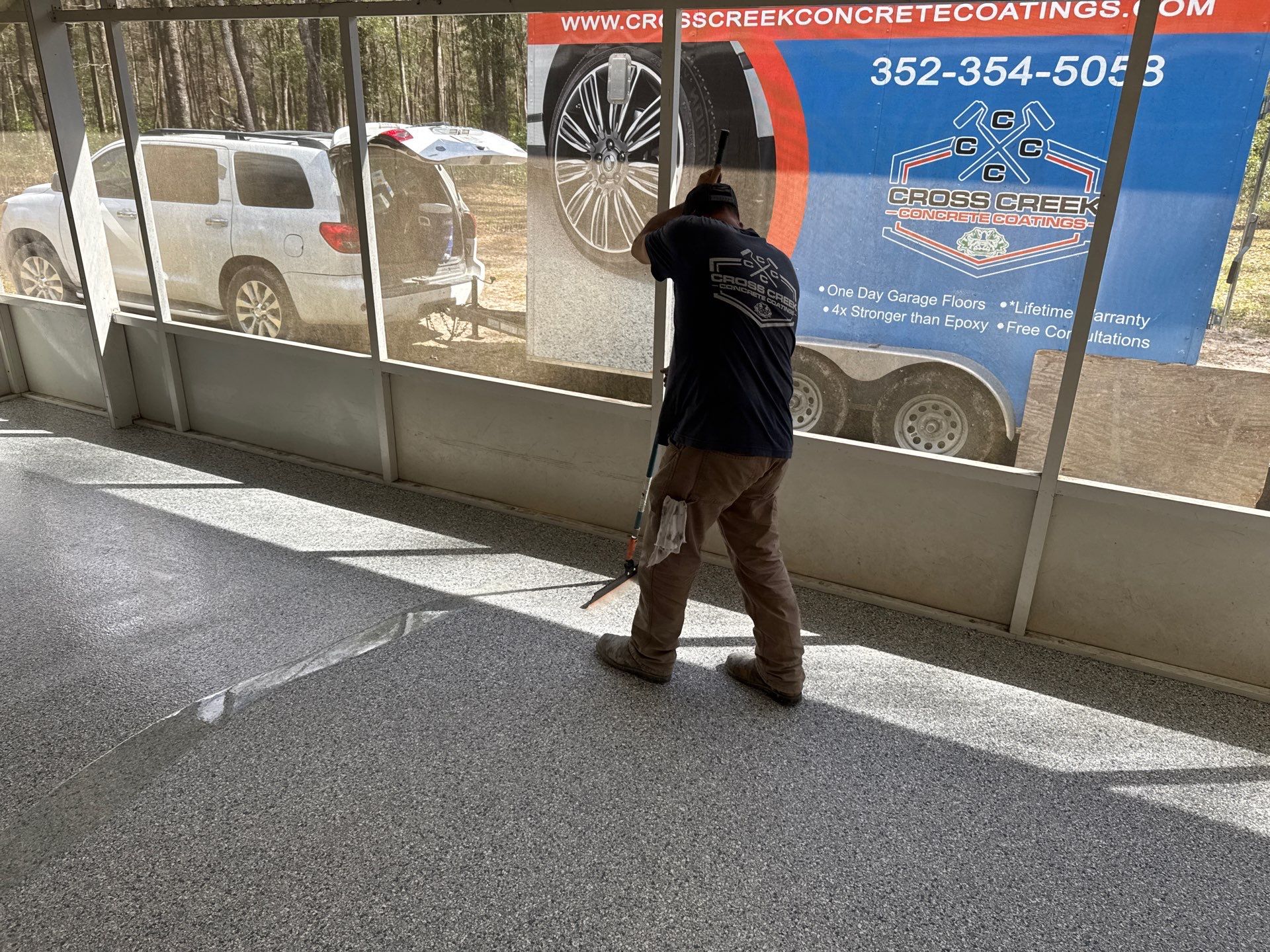 Patio in Tidal Wave by Cross Creek Concrete Coatings