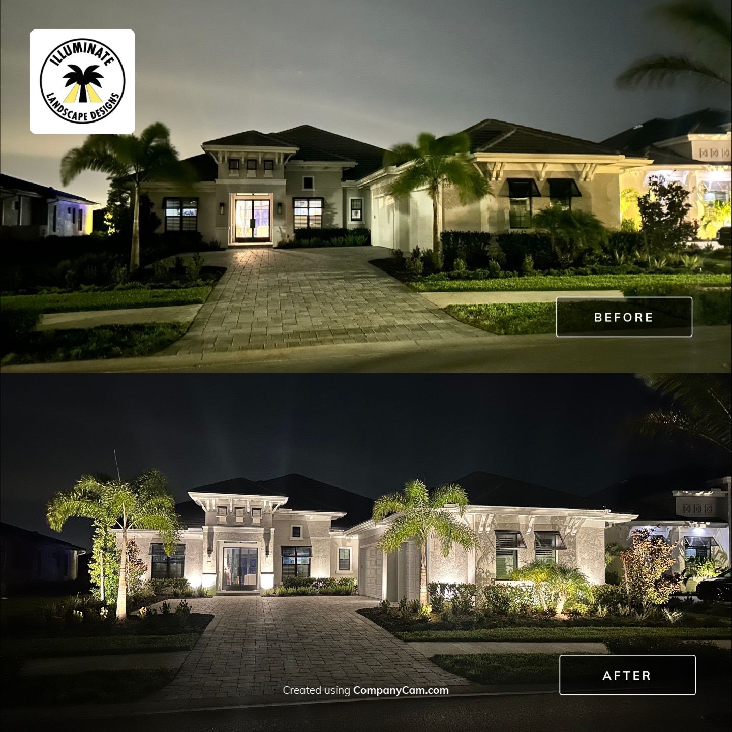 Architectural and Landscape Lighting Installation for Modern Sarasota Home by Illuminate Landscape Designs