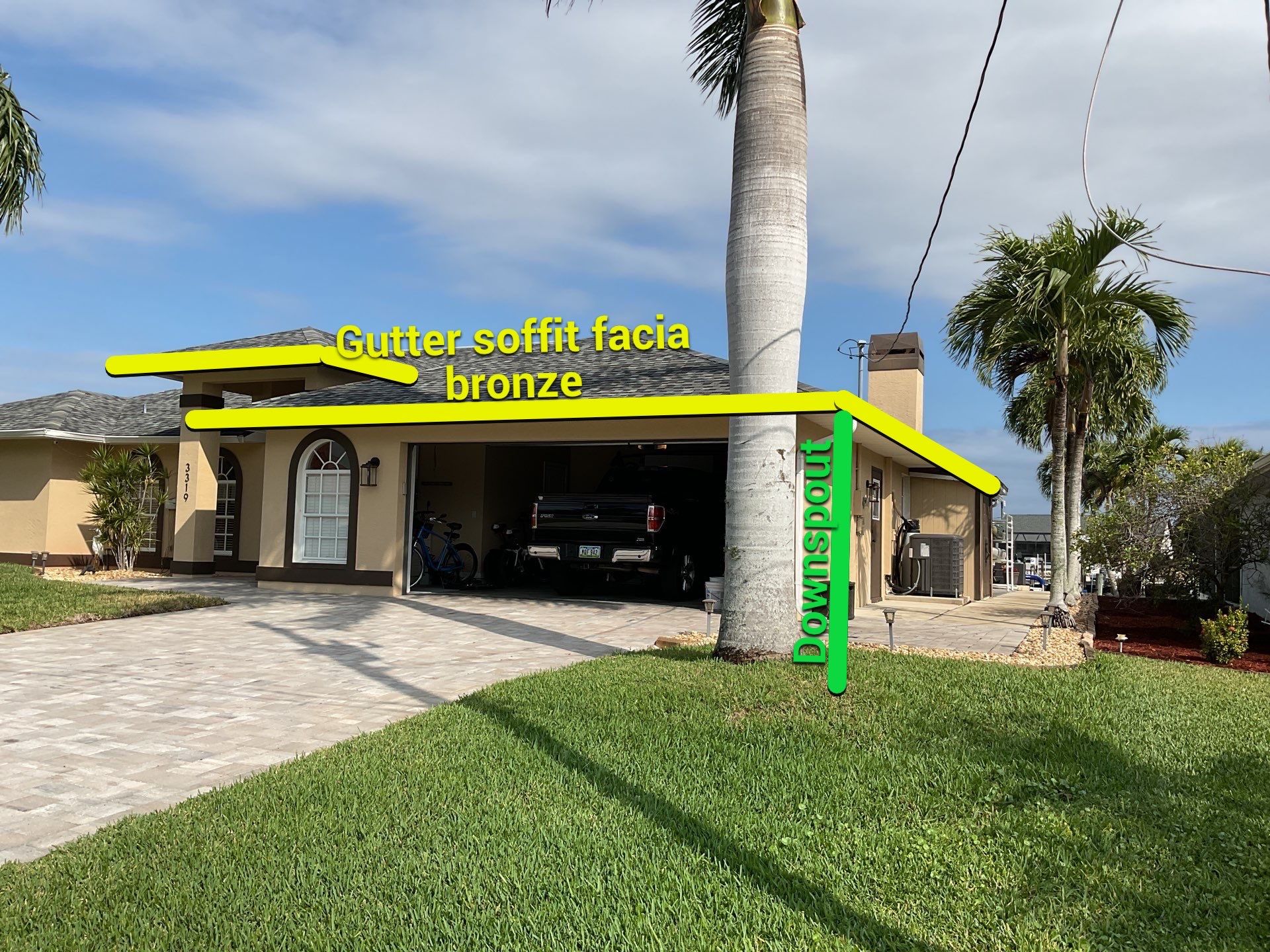 Musket Brown Gutter Installation and Soffit Fascia in Cape Coral FL by Gutter Professors