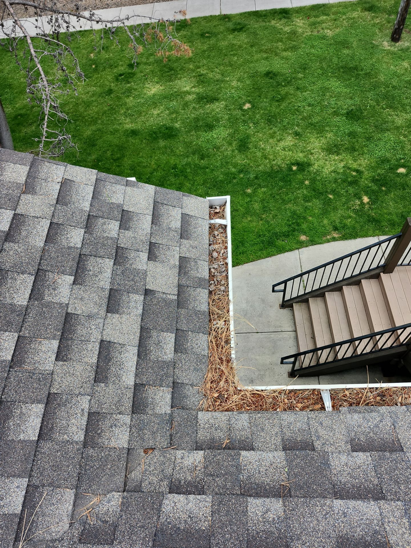 Commercial gutter cleaning Georgia before photo with filled gutters