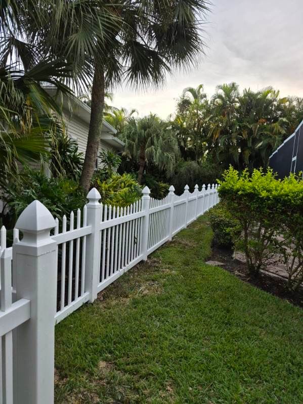 White Vinyl Picket and Privacy Fence Installation in Fort Myers by True Fence LLC