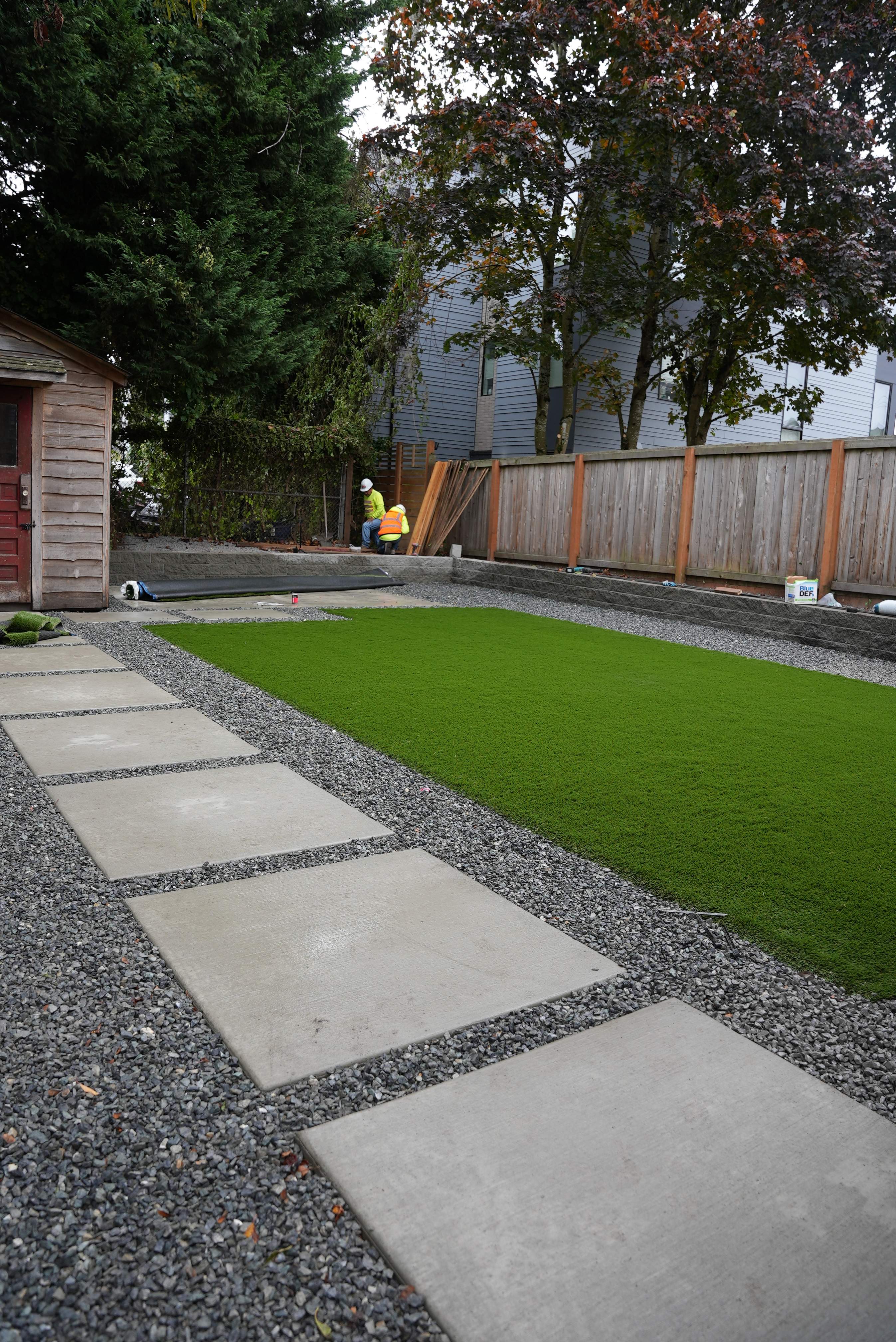 Turf Installation, Retaining Wall & Concrete Walkway | Seattle  by Jireh Asphalt & Concrete Inc 