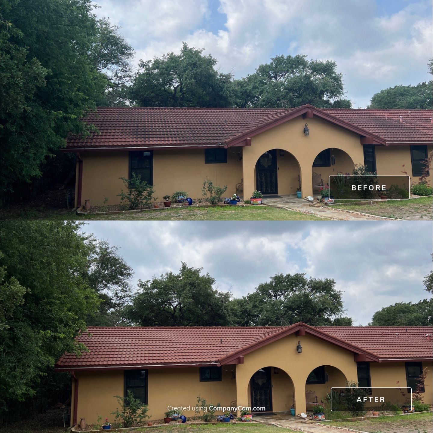 Metal / Tile Roof Wash Project in Boerne by Bright Choice