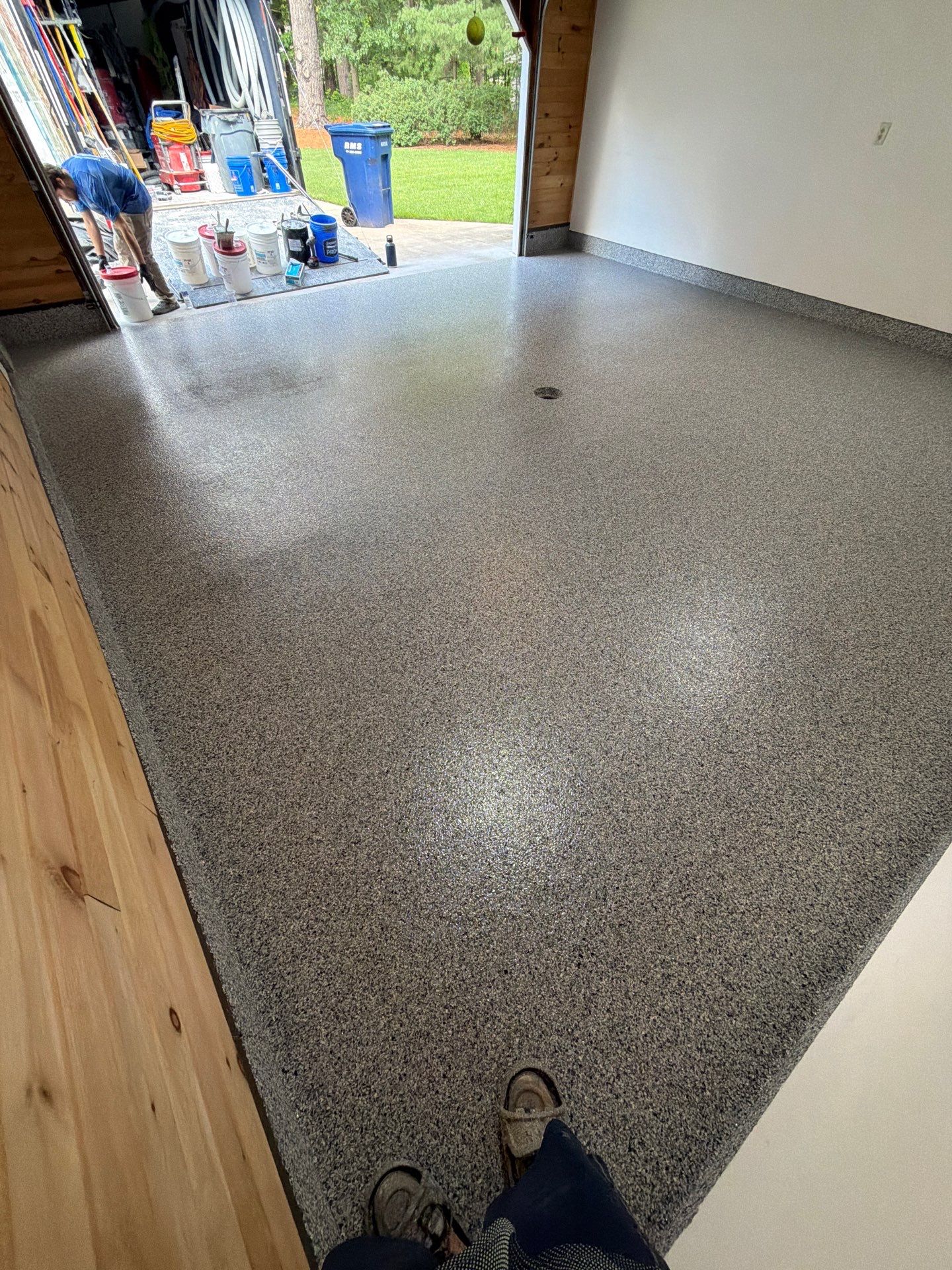 Gray Speckled Epoxy Flake Floor Coating in Muskegon by Gordon Painting