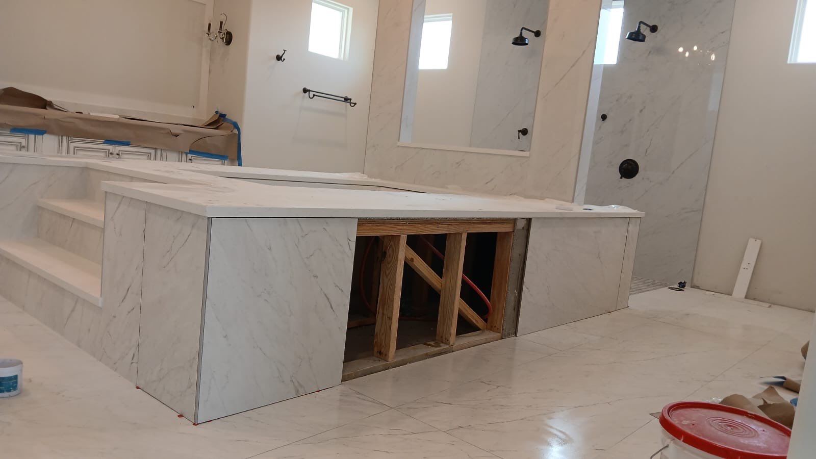 Kitchen and Bathroom Remodel Featuring Custom Stone and Tile in Mico by Mena stone surfaces