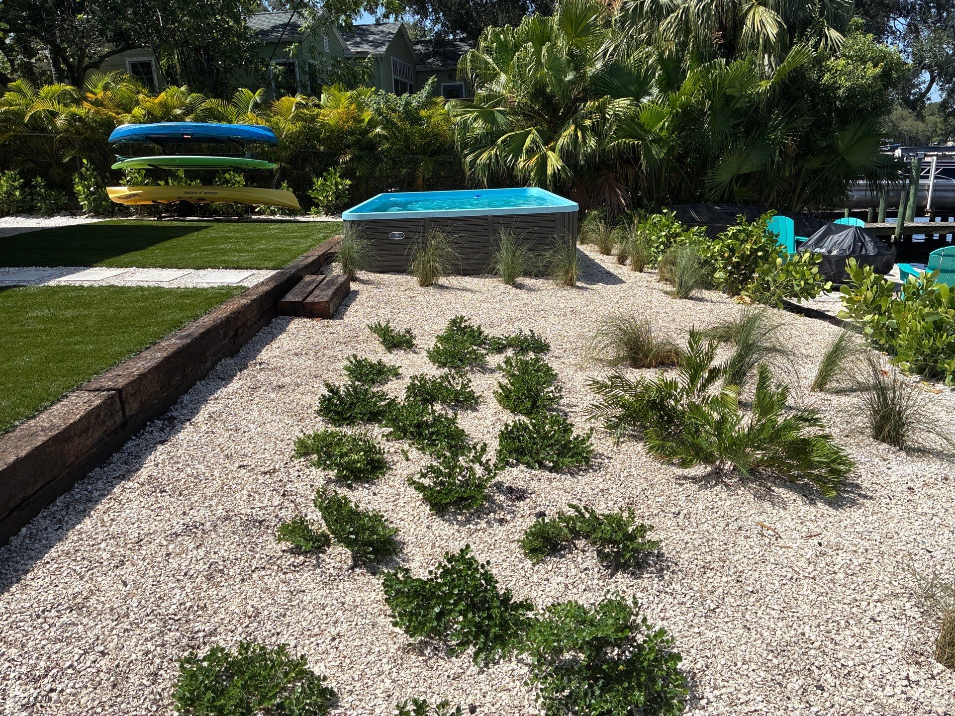 Grading back yard oasis by Level One Grading