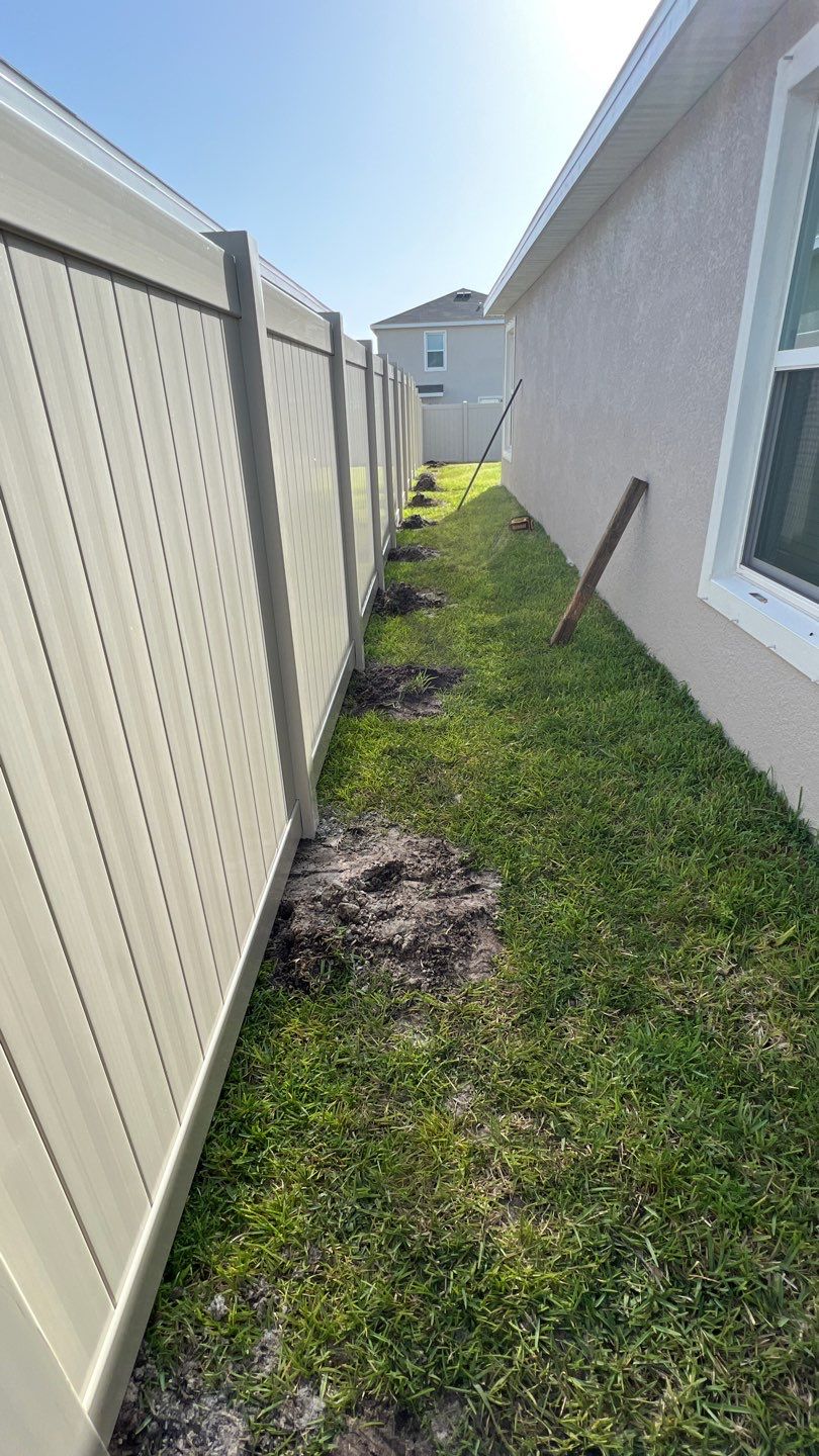 Tan Vinyl Privacy Fence Installation by Asap fence and gates, LLC