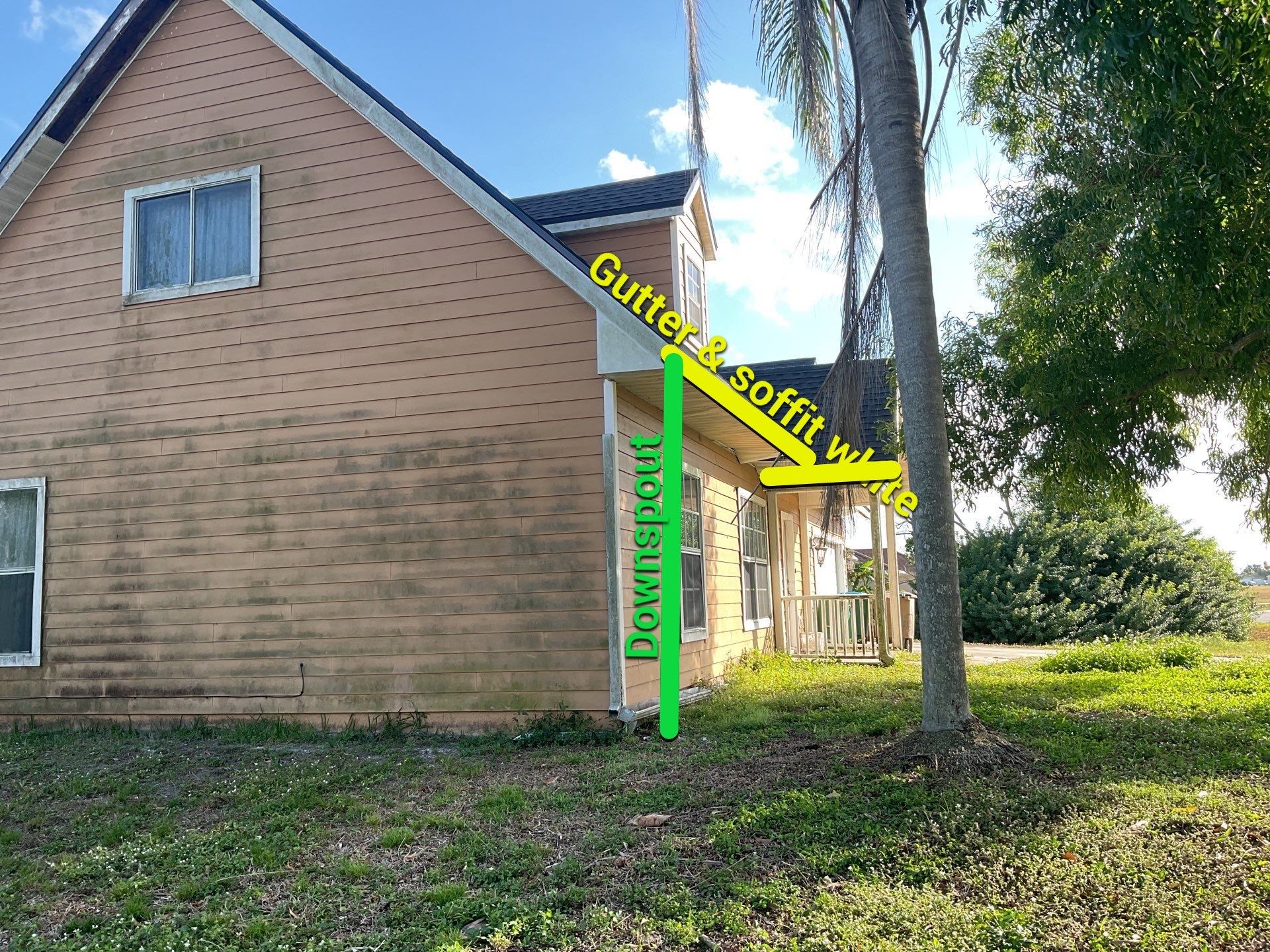 Soffit & Fascia White + New Downspouts by Gutter Professors