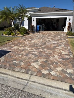 Herringbone Paver Driveway Repair, Stripping and Sealing in Sun City Center
