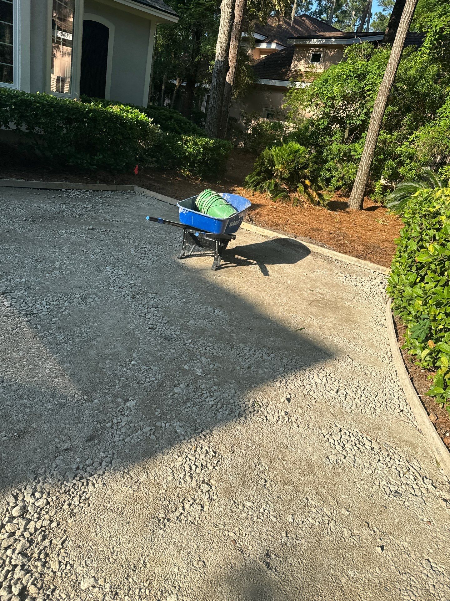 Hilton Head Island Concrete Driveway Replacement with Herringbone Brick Inlays by Lowcountry Scapes, LLC