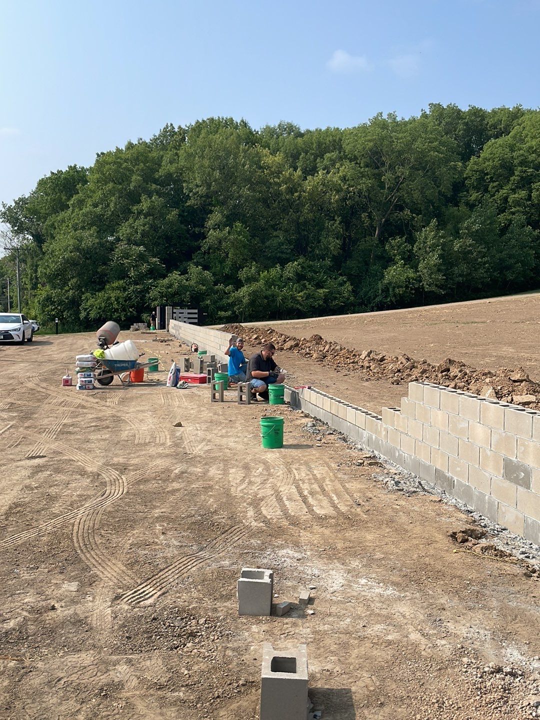 Fence / Retaining Wall using Block then parge by ACE Waterproofing & Basement Solutions