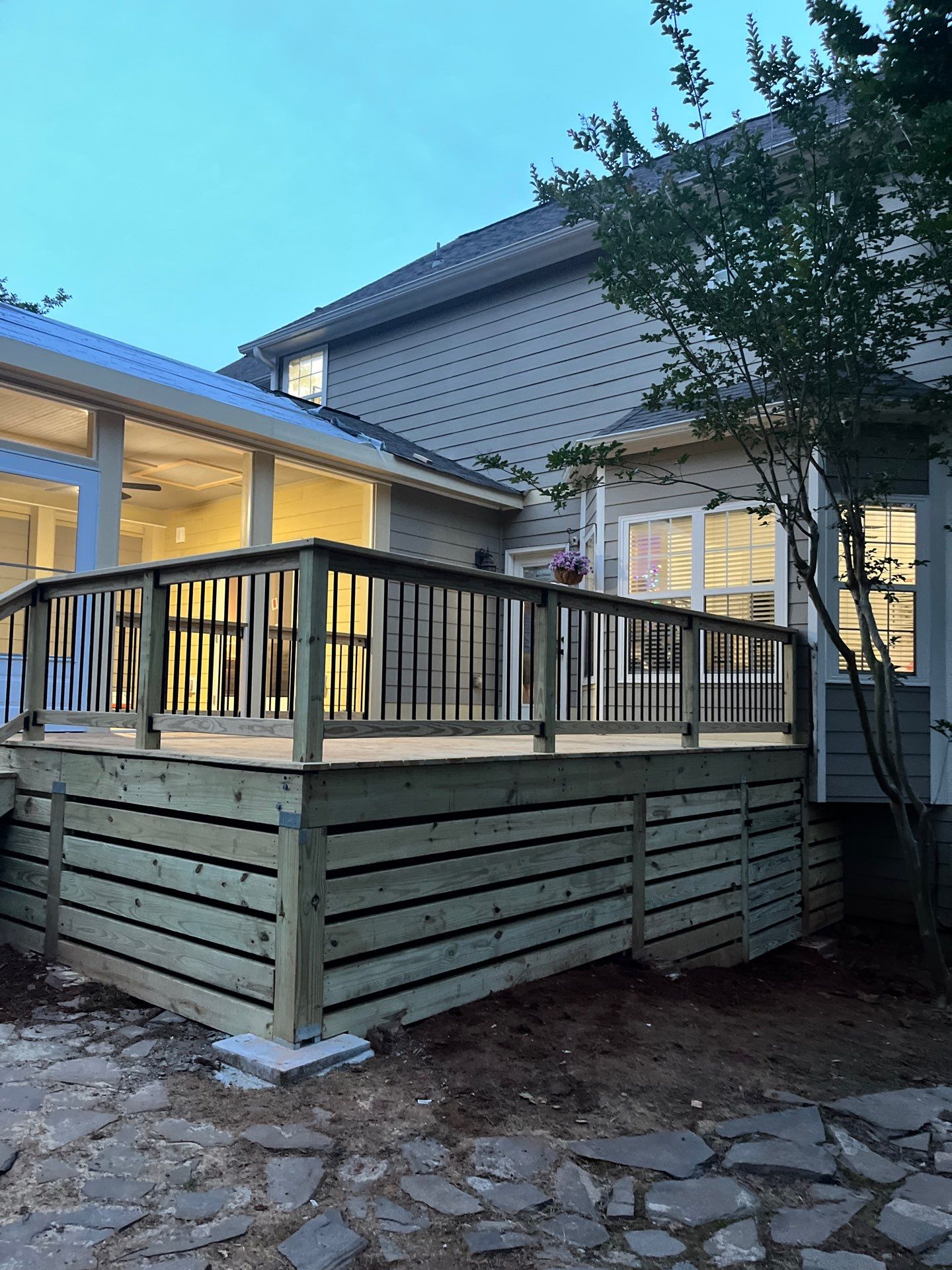 Wood Deck Build and Screen Porch Install in Kennesaw, GA by Nelson Exteriors 
