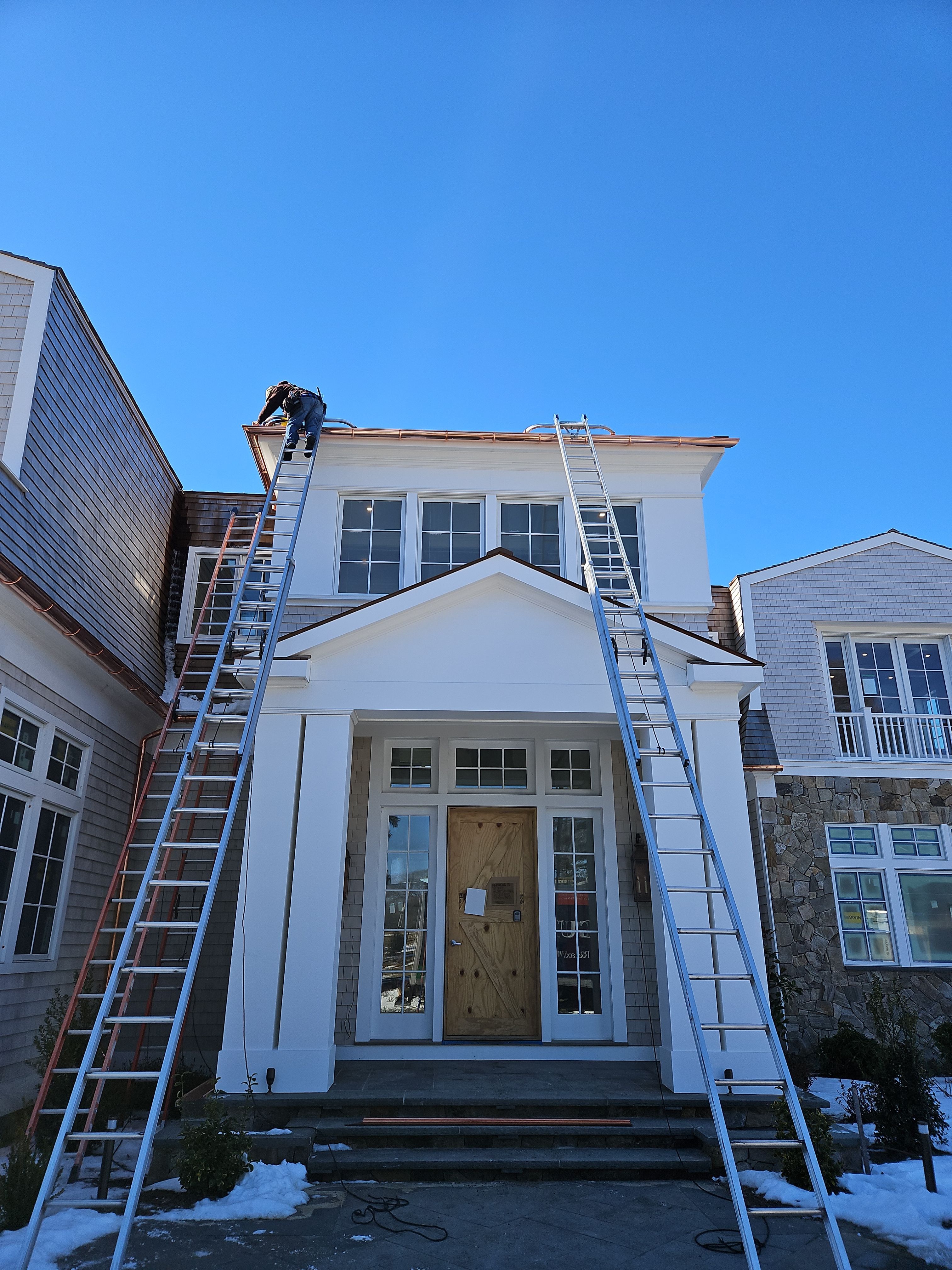 Gutter Installation using 6" Half Round Copper Gutter in Warwick, RI. by Gutter Pro Enterprises