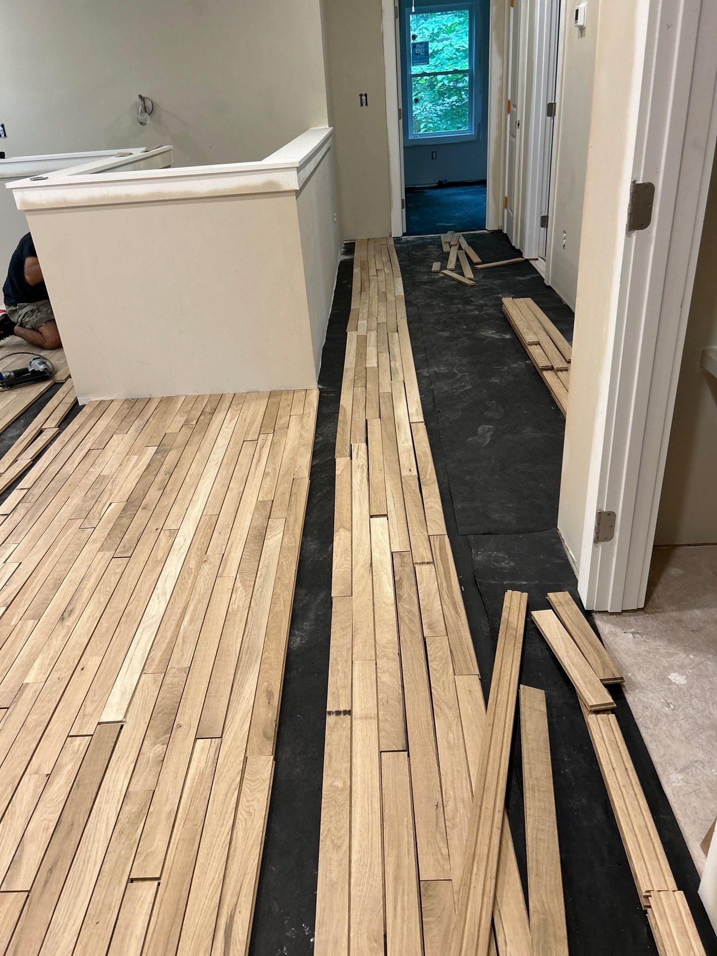 Remodel with existing and new white oak by Footprints Floors of East Atlanta