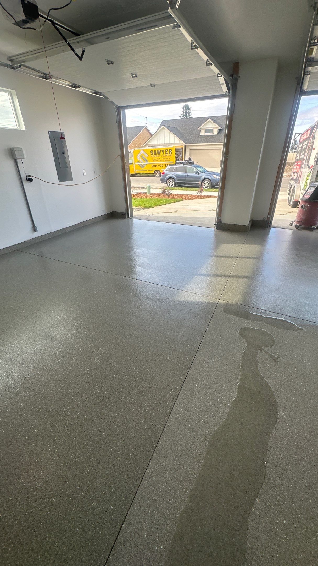 Garage Transformation using Travertine by Croc Coatings, LLC